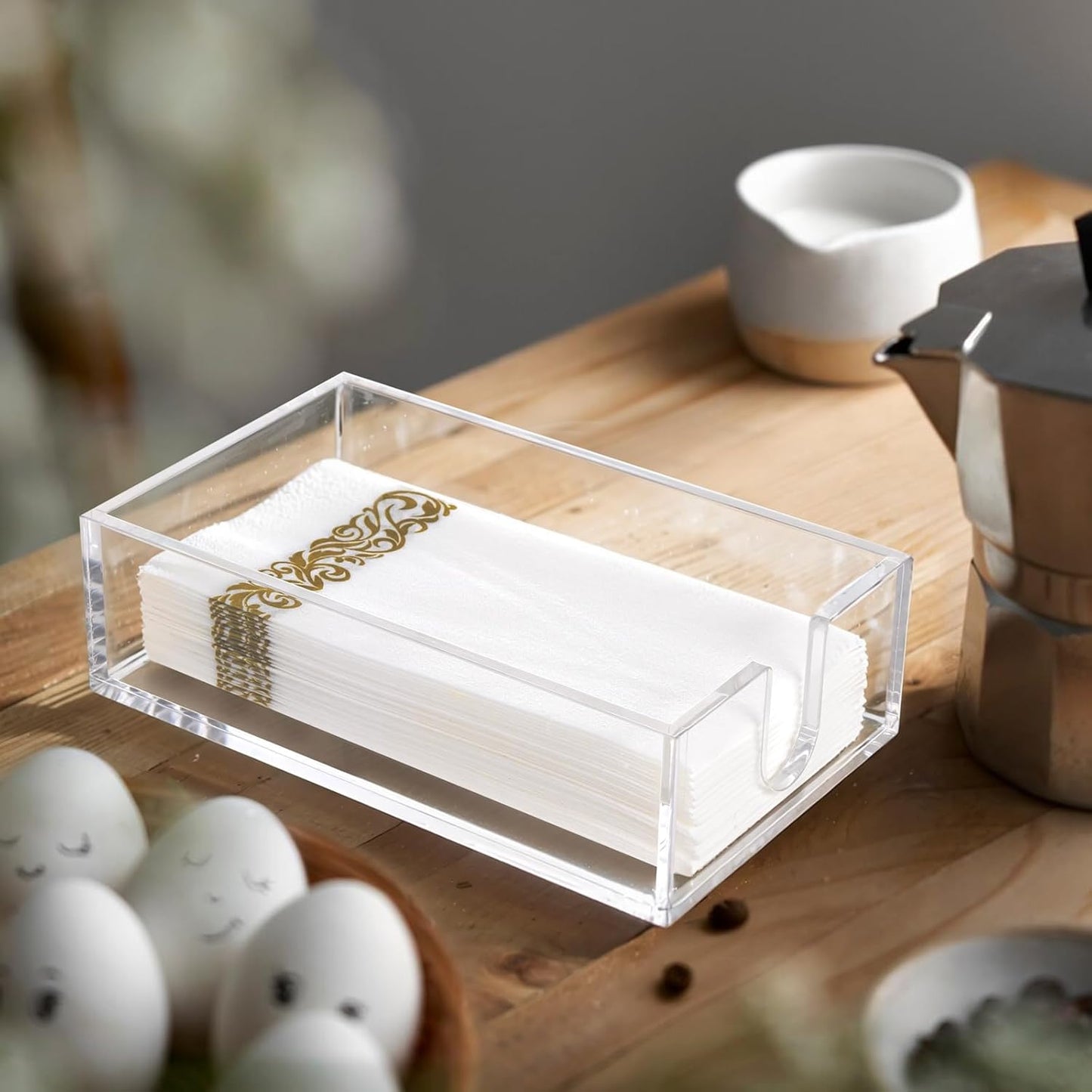 Rubtlamp 2Pcs Acrylic Napkin Holder Bathroom - 0.27Inch Thickness Clear Acrylic Guest Towel Holder - Hand Towel Tray for Kitchen, Parties, Weddings, Party, Hotel, Restaurant（Clear, 9”X5.5”X2.5”）