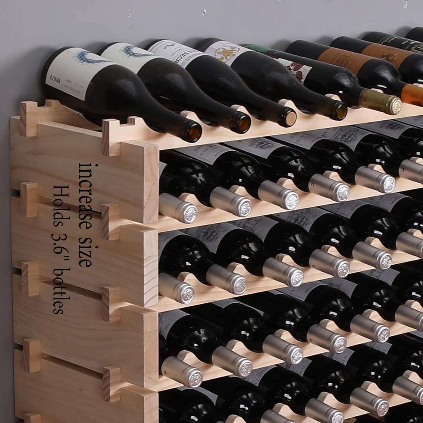 Freestanding Wine Rack Cabinet Floor Standing 120 Bottle Pine Stackable Storage Modular Wine Rack Display Stand