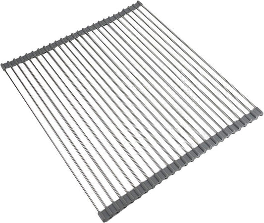 Ahyuan Roll up Dish Drying Rack Over The Sink Kitchen Roll up Sink Drying Rack Portable Dish Drainer Foldable Dish Drying Rack (Warm Gray, 20.5''X19.7'')