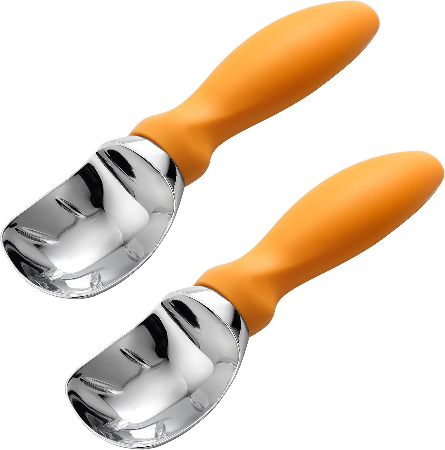 Spring Chef Metal Ice Cream Scoop with Soft Grip Handle - Heavy Duty Sturdy Ice Cream Scooper for Frozen Yogurt, Gelato, Sorbet, Sundae, Melon - Dishwasher Safe Kitchen Tool - Set of 2 - Mango