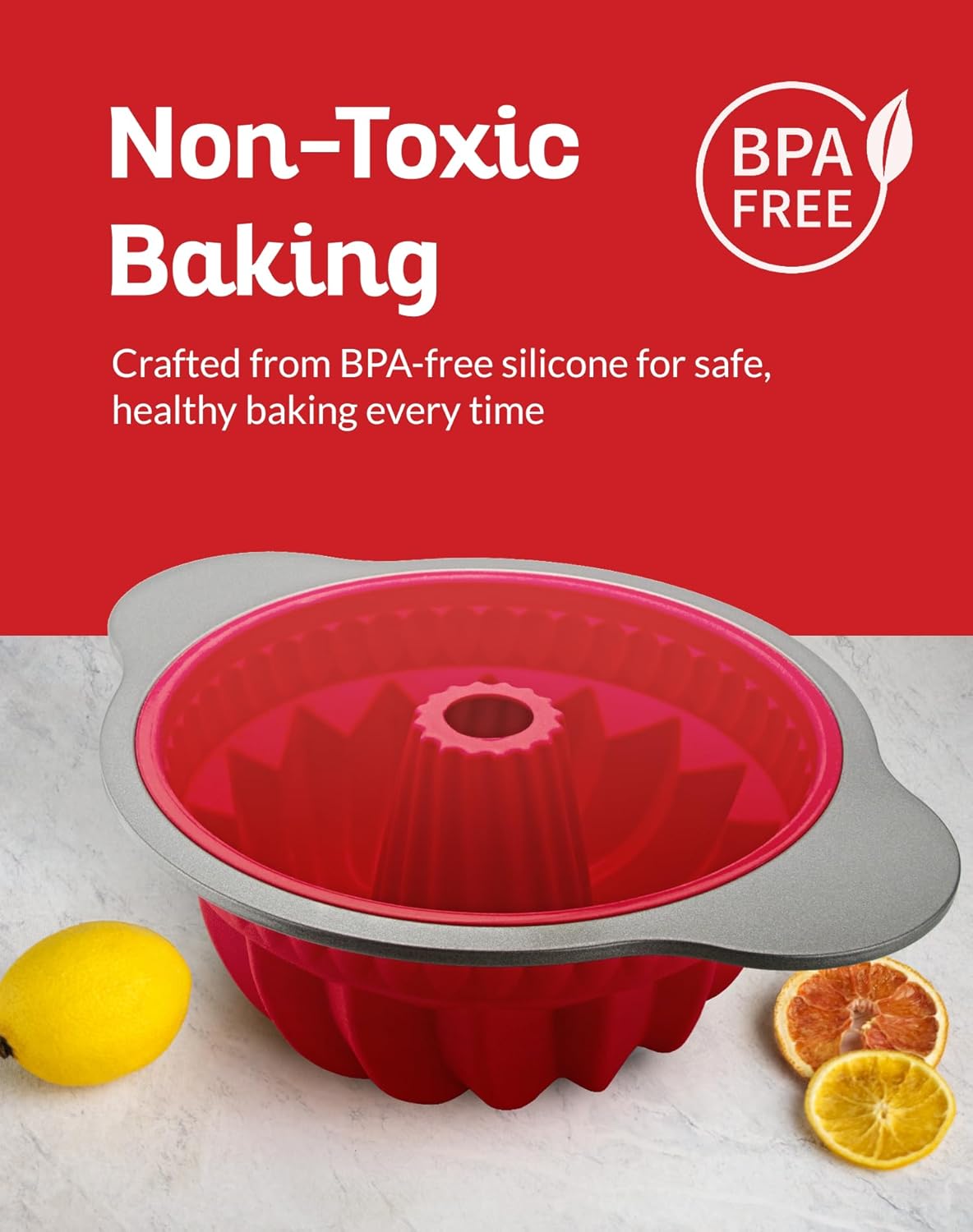Boxiki Kitchen Premium Non-Stick Silicone Pound Cake Pan – Heavy-Duty Steel Frame, BPA & PFOA Free – Durable Fluted Cake Pan, Moldes para Gelatinas, Pasteles, Flan – No Warping, No Shape Loss