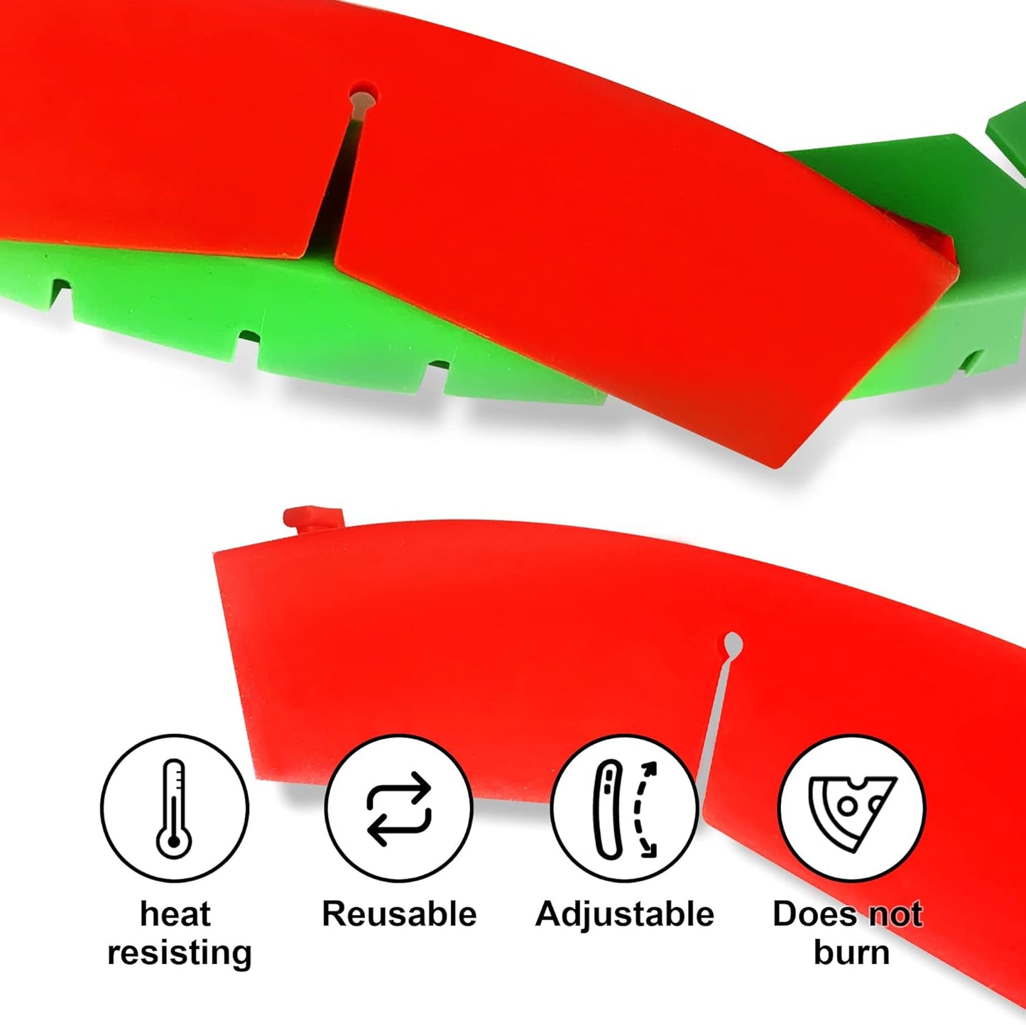 2 Pack Adjustable Silicone Crust Shield, BPA-free Pie Crust Protector Cover Kitchen Tool for Baking Pizza, Fit 8-10.7 Inch Pies - Dishwasher Safe (Red)