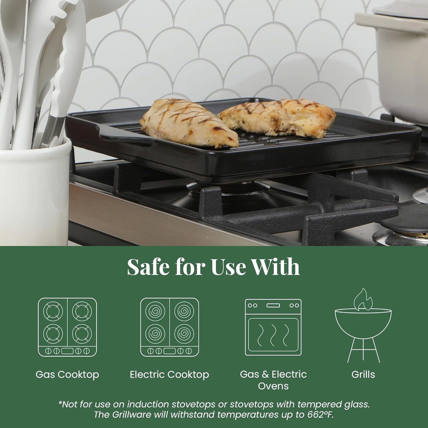 Larder & Vine Indoor/Outdoor Ceramic Stoneware Grill Pan Handmade in Italy