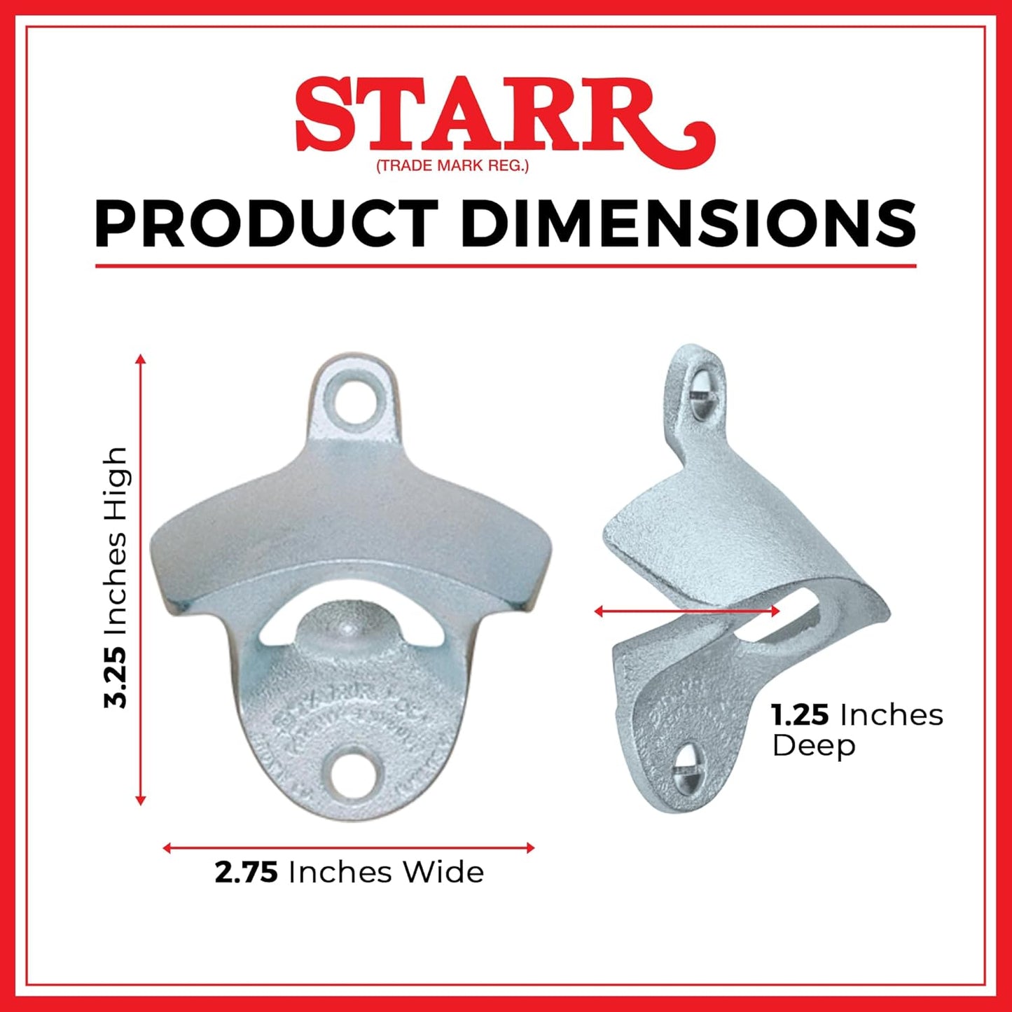 STARR "X" Abre Cerveza Aqui Wall Mounted Bottle Opener – Heavy Duty Metal Bottle Opener for Home Bar, Kitchen, Man Cave, or Patio, Silver