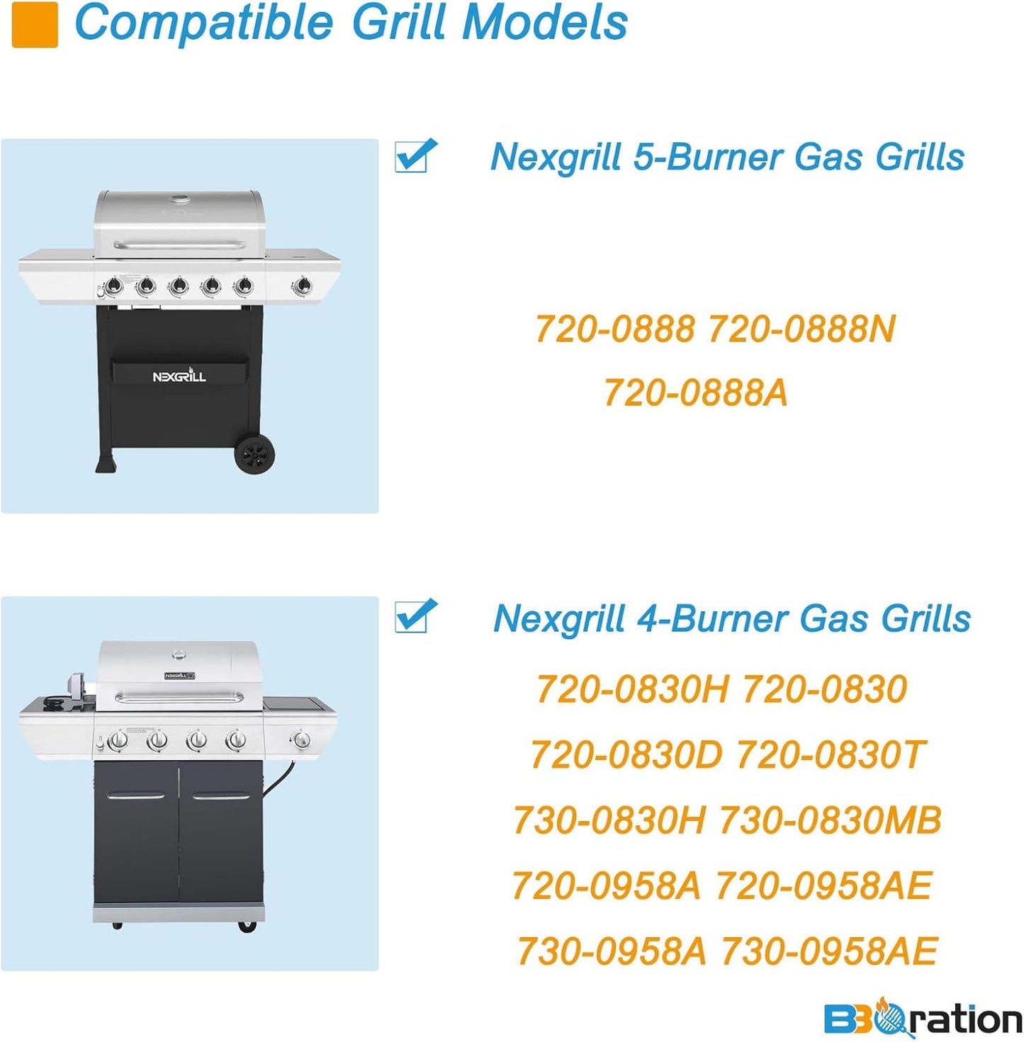 17" Grill Grates for Nexgrill 4-Burner 720-0830H 720-0783E Nexgrill Replacement Parts 5 Burner 720-0888N 720-0888 720-0697, Cooking Grate Grill Parts for Kenmore, Uniflame and More