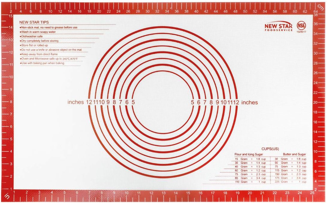 New Star 1029017 Non-Slip Silicone Pastry Mat, Extra Large with Measurements, 16x26'', NSF Certified