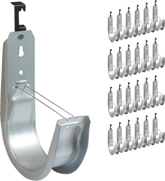 ICC Batwing J Hook 4” with Retainer Clip - Galvanized Steel Cable Management Hooks for Hanging Cable to Hanger Wire and Threaded Rod - Rust-Resistant, EIA and TIA Compliant - 4 Inch 25 Pack