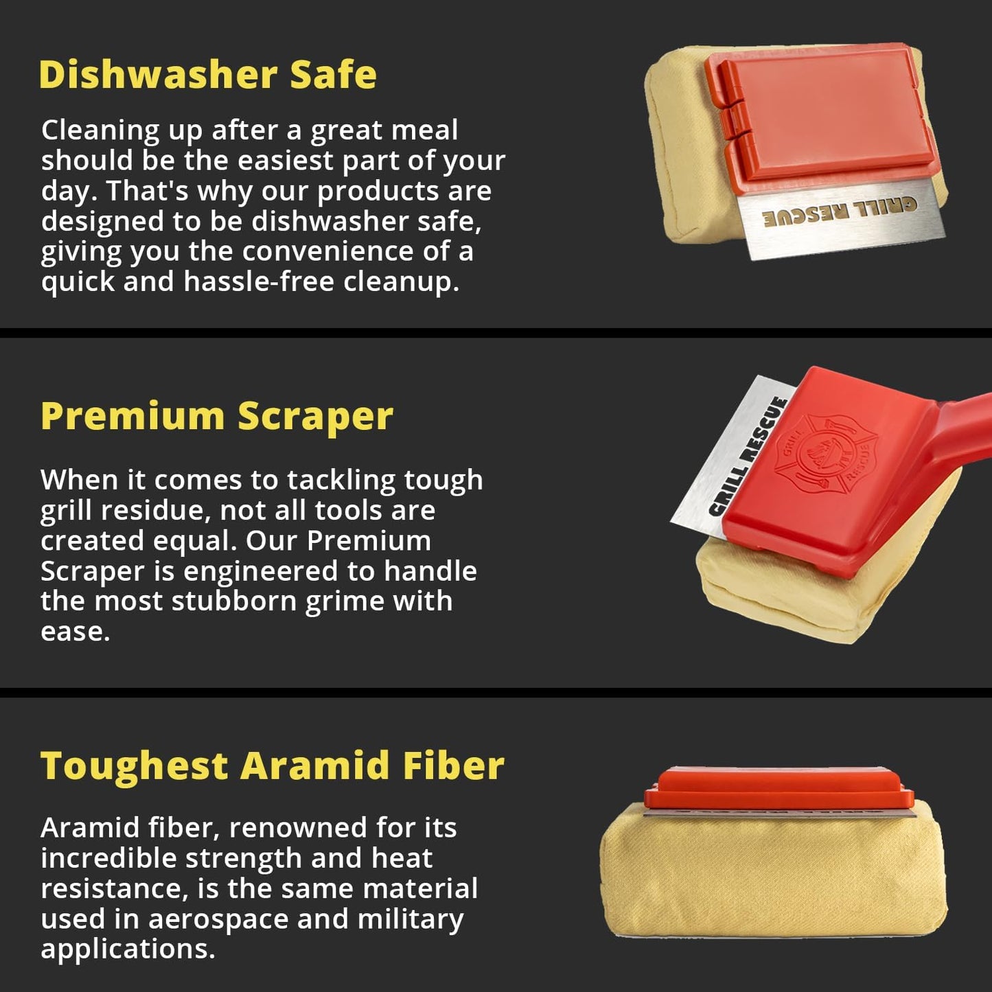 Grill Rescue BBQ Replaceable Cleaning Head, Bristle Free - Durable and Unique Grill Tools for Cast Iron or Stainless-Steel Grates, Barbecue Cleaner