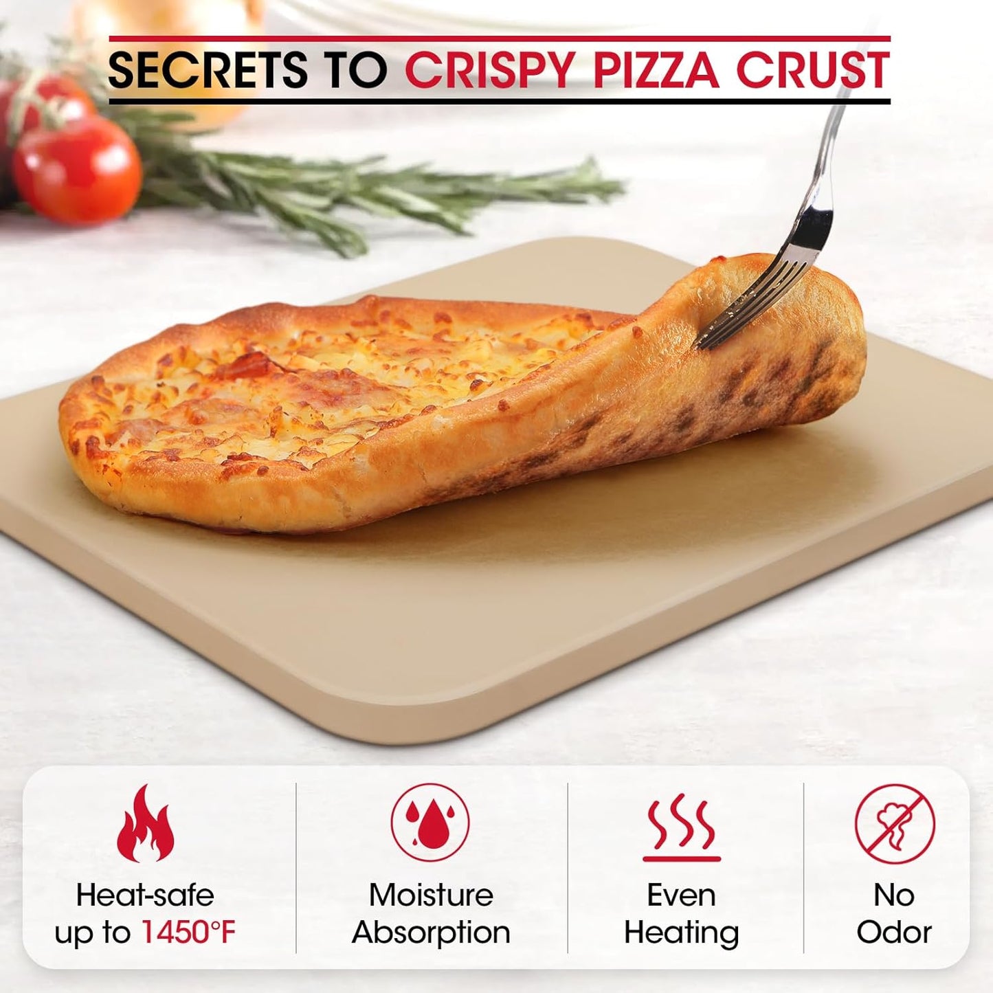 Unicook 15 x 12 Inch Pizza Stone for Oven and Grill, Cordierite Rectangular Baking Stone, Thermal Shock Resistant, Ideal for Baking Crispy Pizzas, Bread and Cookies