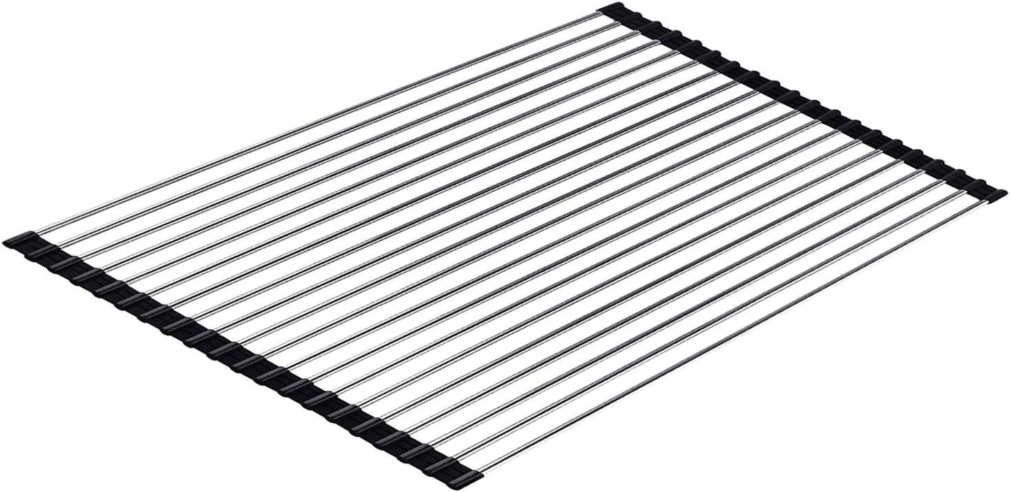 Ahyuan Roll up Dish Drying Rack Over The Sink Kitchen Roll up Sink Drying Rack Portable Dish Drainer Foldable Dish Drying Rack (Black, 20.5''X14'')