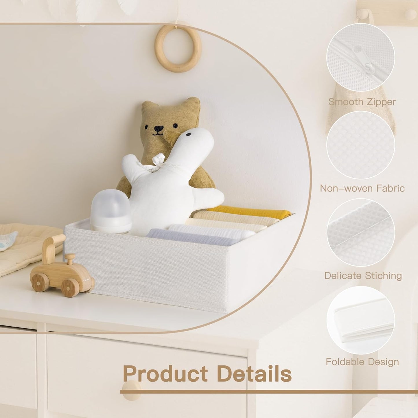 Criusia Drawer Organizer Clothes, 14 Pack Dresser Organizer for Baby Clothes, Underwear, Sock- Foldable Closet Organization and Storage Dividers Bins for Nursery, Bedroom and Dorm (White)