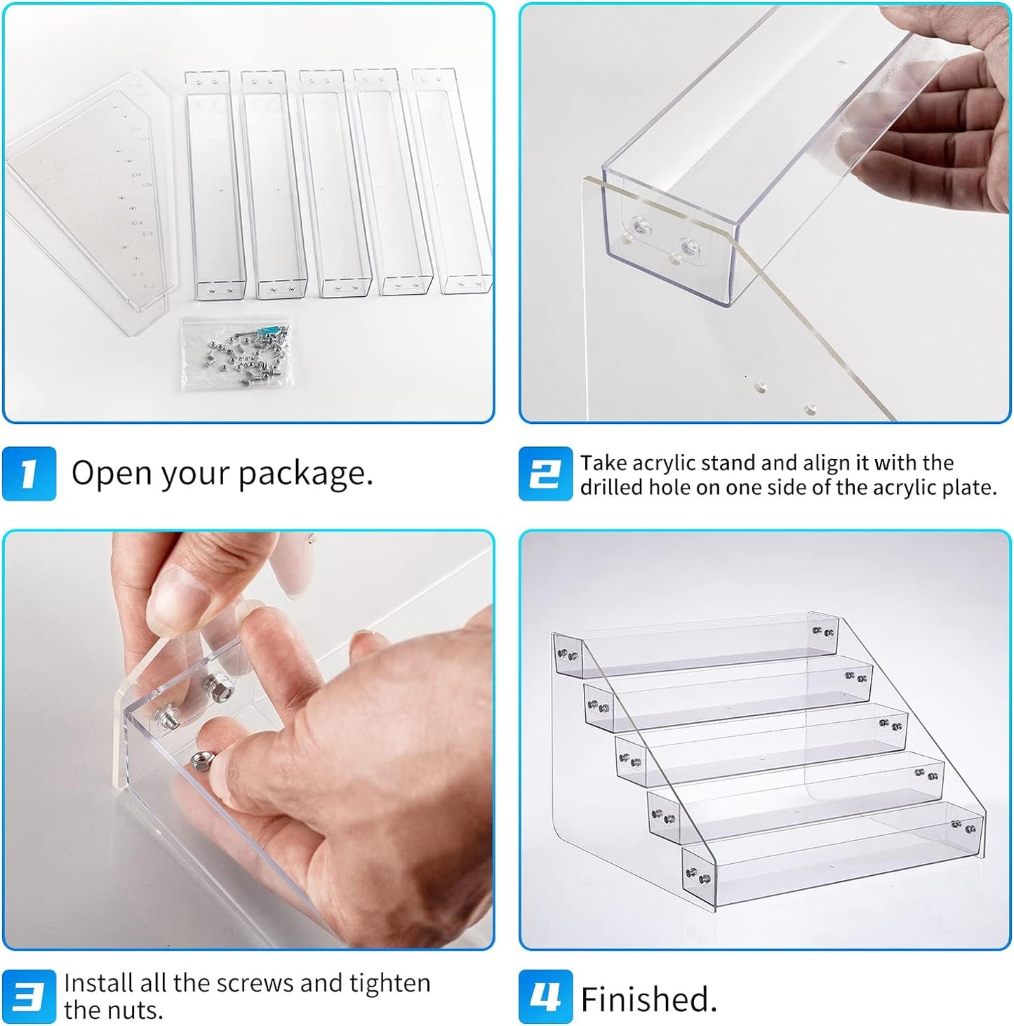 Tiered Spice Rack Acrylic, Spice Rack Shelf Seasoning Organizer for Countertop, Cabinet, Pantry, Kitchen Storage - 5 Tier