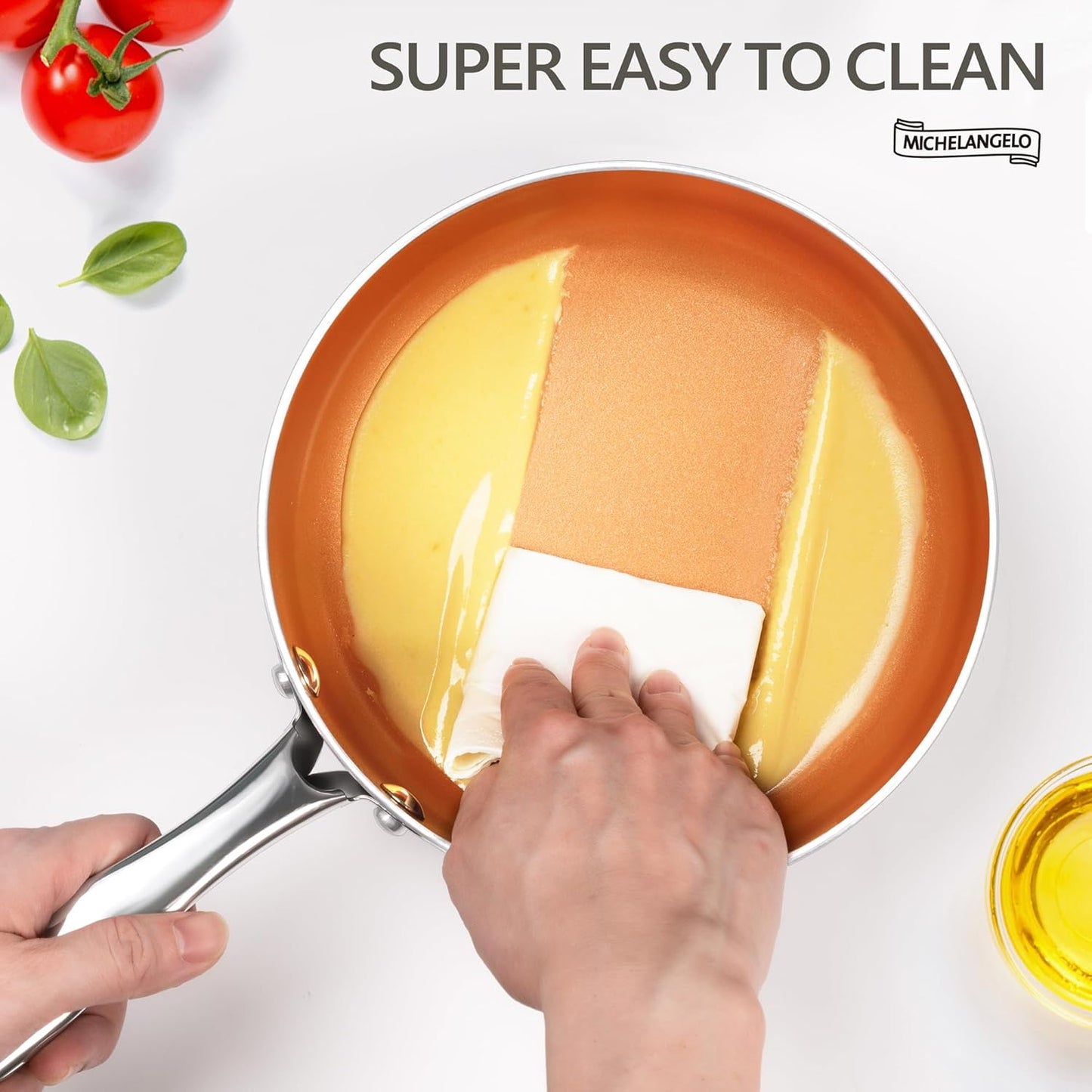 MICHELANGELO Sauce Pan Set, Ultra Nonstick Saucepan Set of 3, Ceramic Saucepans with Lids, 1 Qt & 2 Qt & 3 Qt Small Pot Set, Copper Sauce Pan with Lid