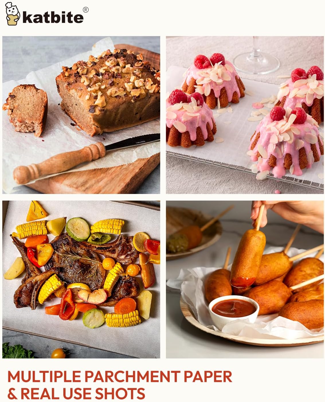 Katbite 350Pcs 9x13 In Parchment Paper Sheets, Heavy Duty White Baking Paper, Non-stick & Oil Proof for Oven, Air Fryer, Grilling, Steaming and Cooking Bread [Advanced Series]