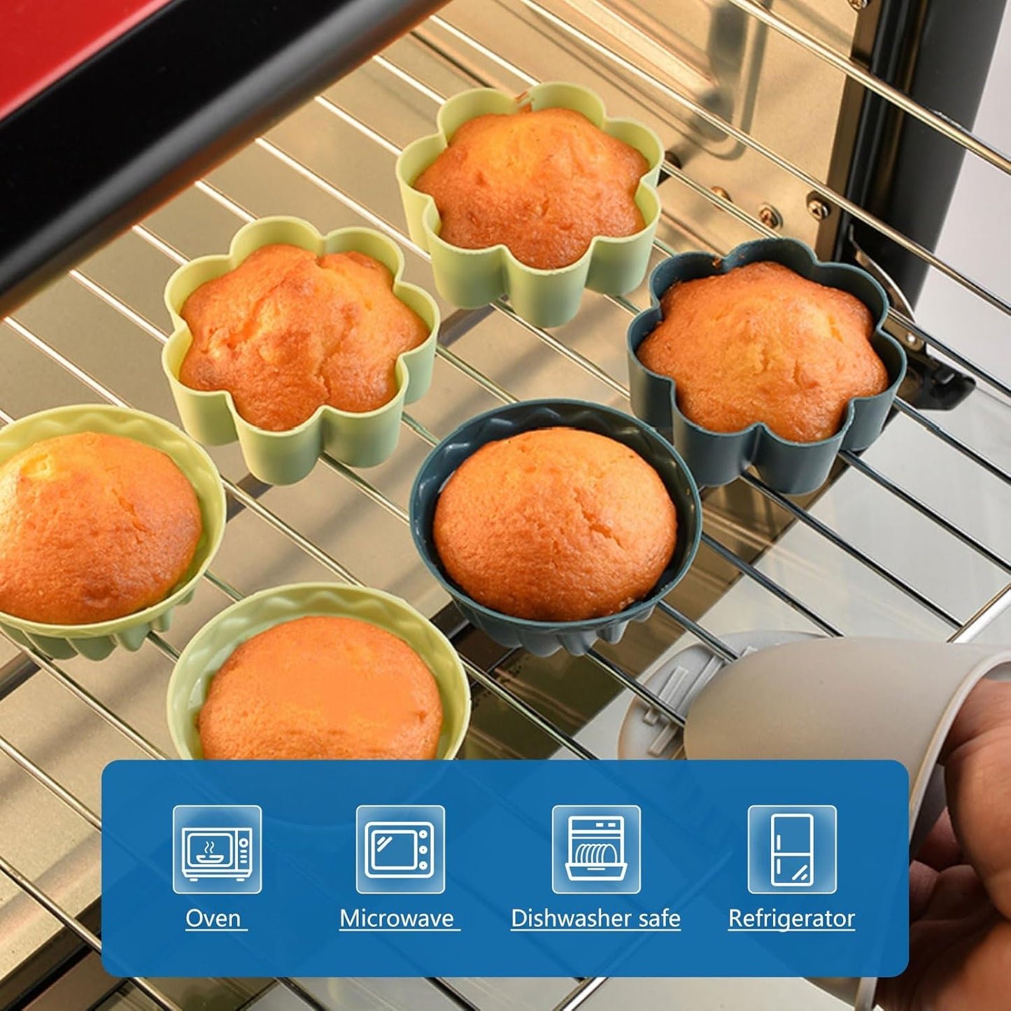 48 Pack Reusable Silicone Muffin Cups, Cupcake Baking Cups Mini Muffin Pan Silicone Cupcake Liners Non-stick Muffin Liners for Party (48, 4 Styles)