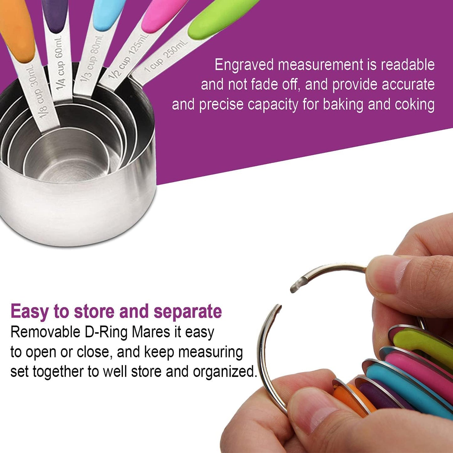 Measuring Cups and Spoons Set 13 Piece. Includes 10 Stainless Steel Measuring Spoons and Cups Set and 3 Plastic Measuring Cup. Liquid Measuring Cups Set and Dry Metal Measuring Cup Set