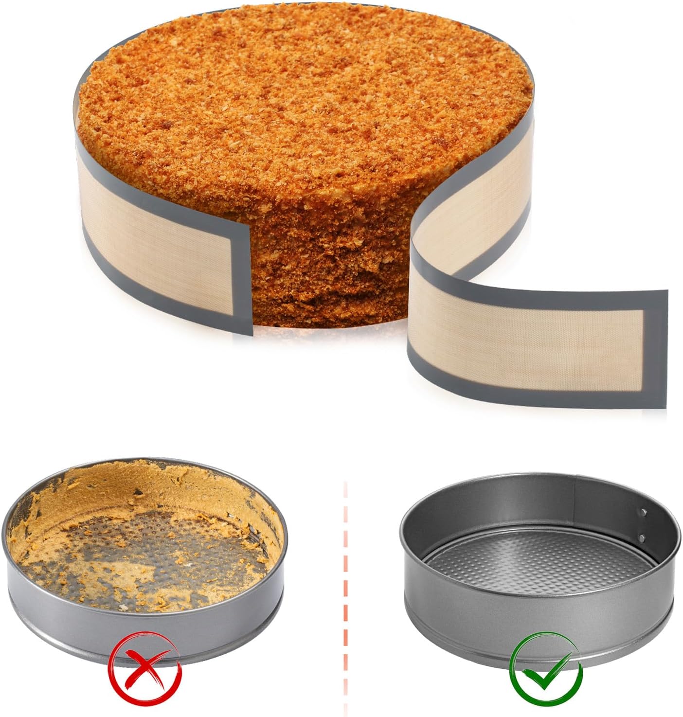 Non Sick Silicone Baking Mat for Springform Pan 9 inch, Prevent cake from Sticking to Bottom and Side, Easy Clean Silicone mat for Cheesecake Pan