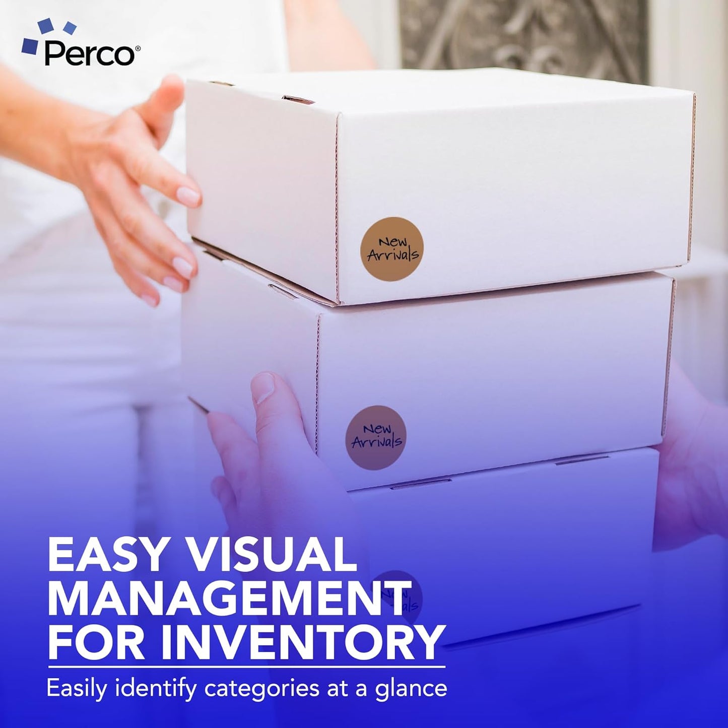 Perco Kraft Brown 3-Inch Perforated Circle Dot Sticker Labels — 10 Rolls, 5,000 Round Stickers — Natural, Cardboard-Like Surface with Permanent Adhesive for Organizing, Crafting & More—Made in USA