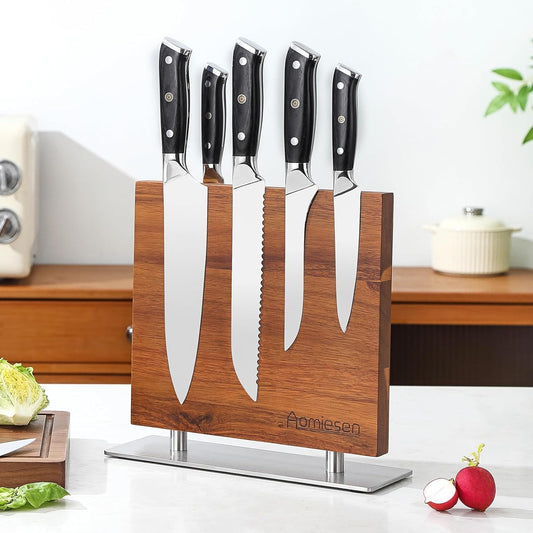 Strong Magnetic Knife Block - Magnetic Knife Holder for Kitchen Organization, Knife Block with Powerful Magnet (Square steel bottom knife block）