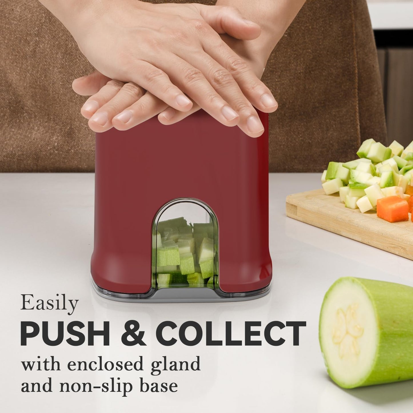 KEOUKE Multifunctional Vegetable Chopper Red - 3 Interchangeable Blades Potato French Fry Cutter with Container & Storage Box Food Chopper Dicer for Cucumber, Tomato, Carrot, Onion