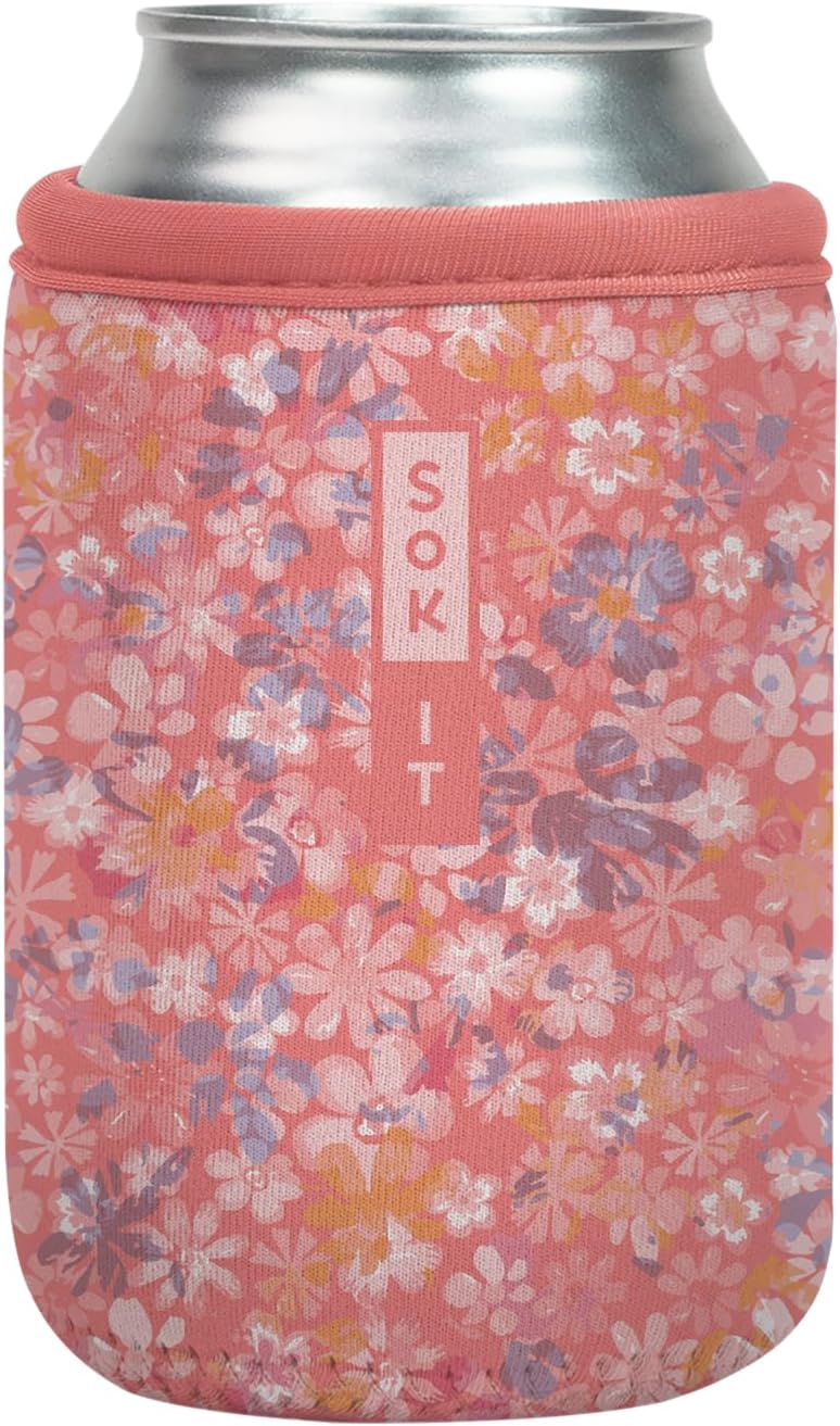 Sok It CanSok Sleeve for Beer & Soda Insulated Neoprene Cover (Blushing Blooms, 12oz Can Sleeve)