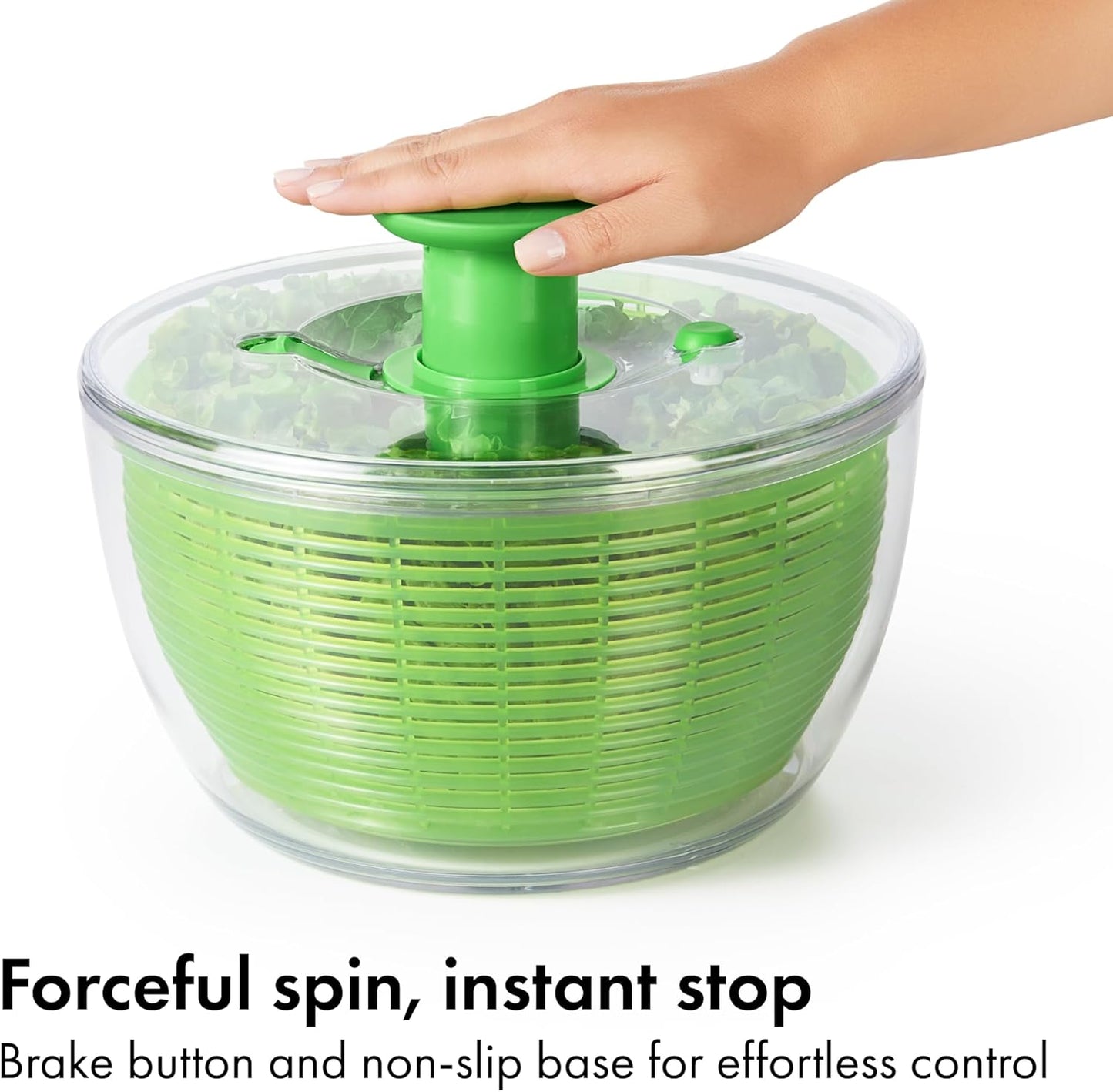 OXO Good Grips Salad Spinner - Large, Green Lettuce & Fruit Washer, BPA-Free, Easy One-Hand Pump