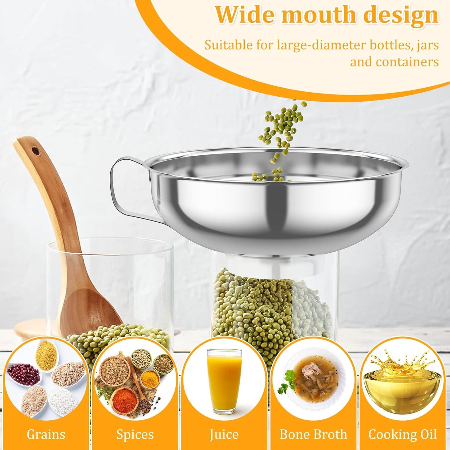 12 Pcs Canning Funnel with Strainer Stainless Steel Canning Multifunctional Wide Mouth Kitchen Stackable Mason Jar Funnel for Filling Bottles