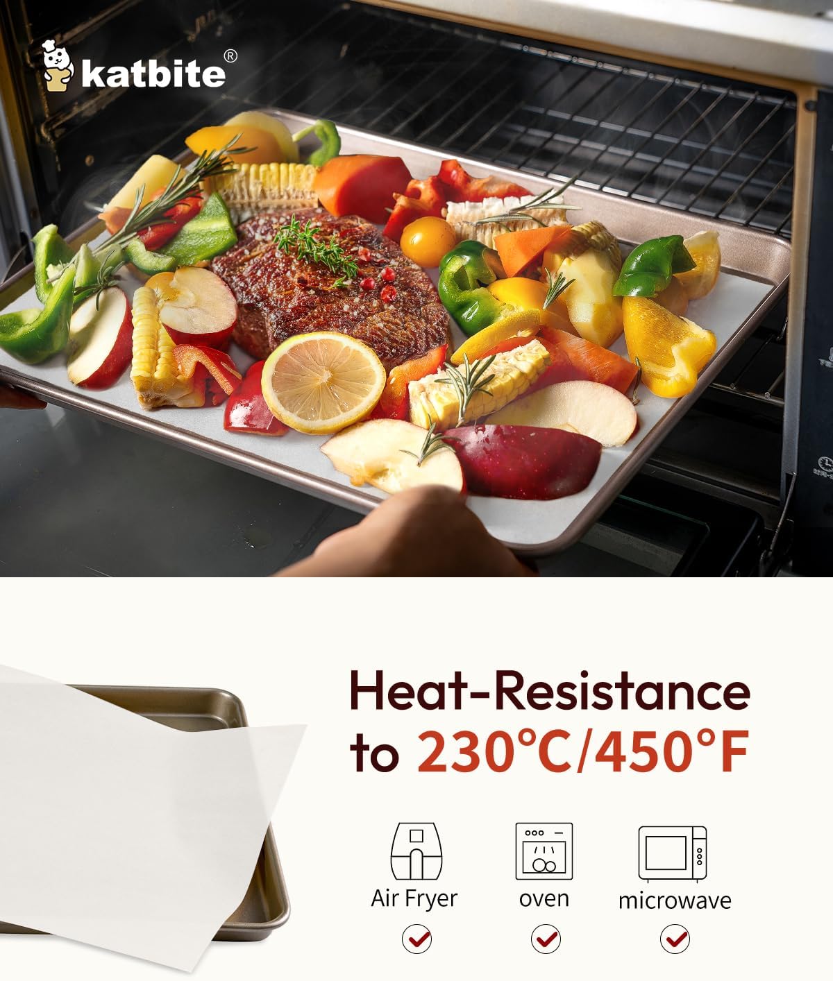 Katbite 350Pcs 9x13 In Parchment Paper Sheets, Heavy Duty White Baking Paper, Non-stick & Oil Proof for Oven, Air Fryer, Grilling, Steaming and Cooking Bread [Advanced Series]
