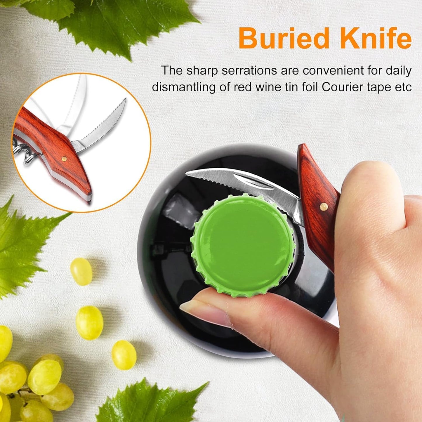 HOOMIL Wine Opener, 3-in-1 Professional Corkscrews for Wine Bottles with Foil Cutter and Cap Remover - Classic Rosewood