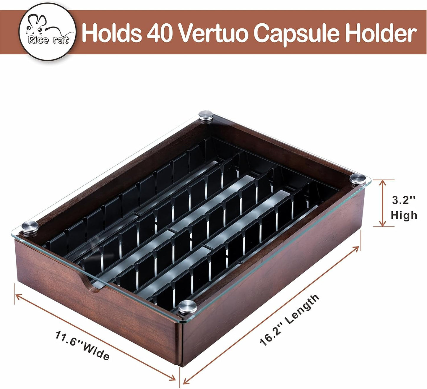 Nespresso Pod Holder Vertuo Pod Drawer With Glass For Cabinet Vertuoline Pod Storage Rack For Counter (40 Pods)