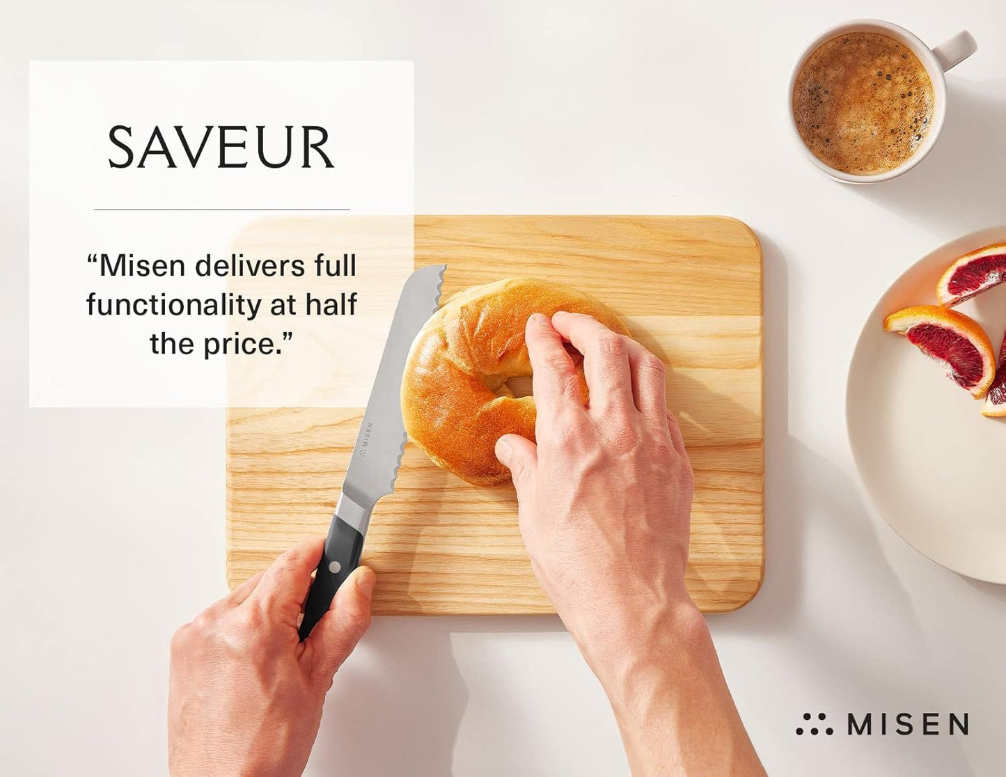 Misen Serrated Bread Knife – High-Carbon Japanese AUS8 Steel – Effortless Slicing of Bread, Pastries, and Fruits – Razor-Sharp Edge and Durable Blade with Ergonomic Handle - 5", Black