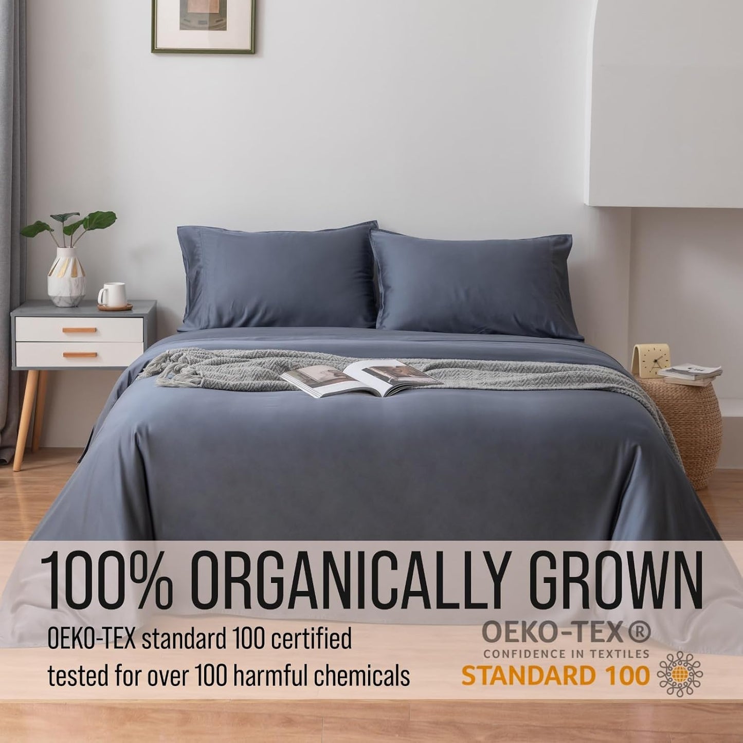 Bella Coterie Luxury Bamboo Viscose Twin XL Size Sheet Set | 100% Organically Grown | Ultra Soft | Cooling for Hot Sleepers | 18" Deep Pocket [Slate Blue]