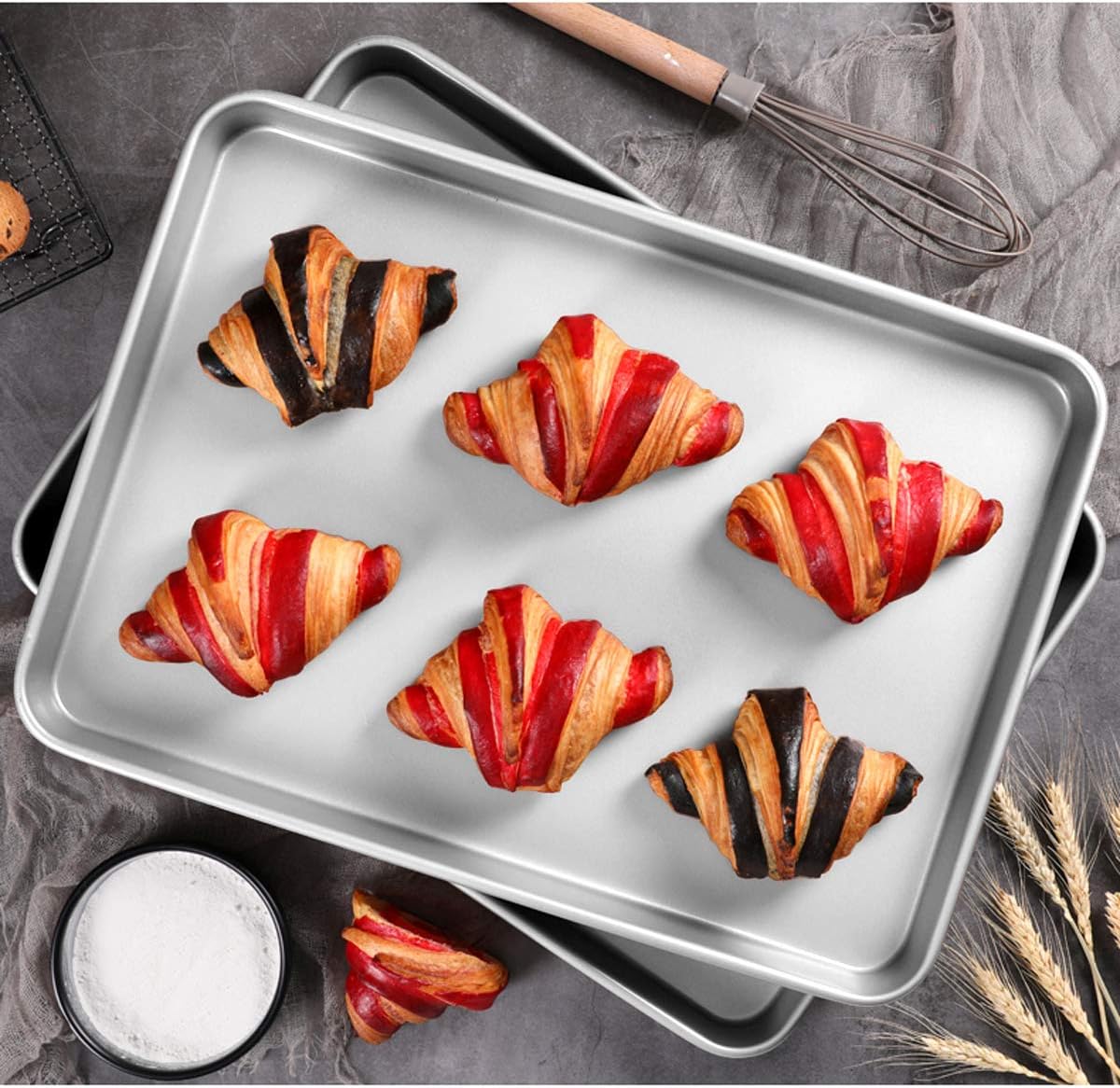 Baking Sheet Set of 2, Wildone Stainless Steel Baking Tray Cookie Pan, Size 20 x 14 x 1 Inch, Non Toxic & Heavy Duty & Easy Clean