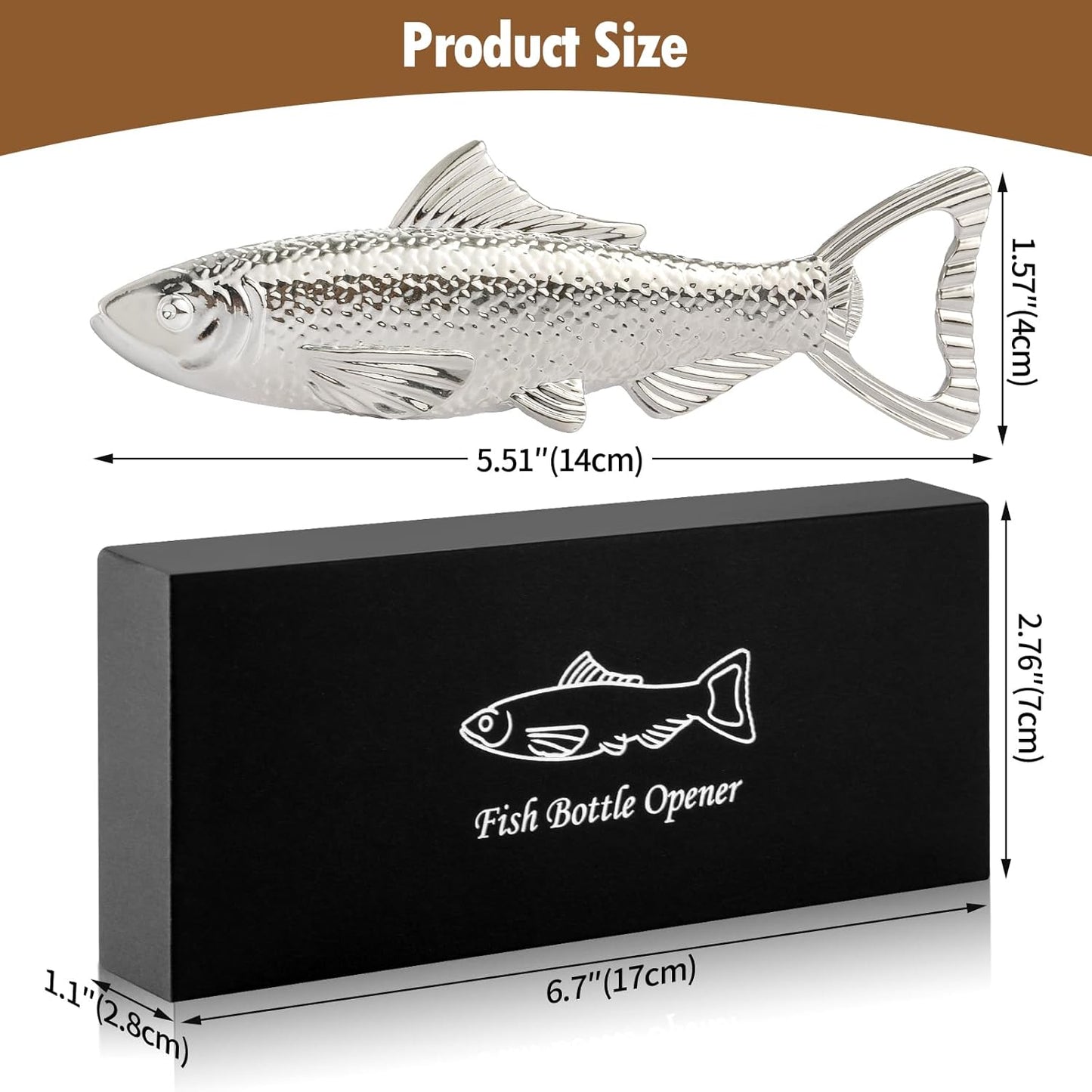 Fish Gifts for Men Fish Beer Bottle Opener, Fishing Gift for Fathers Day Birthday Christmas Valentine Gift for Him Dad Husband Grandpa