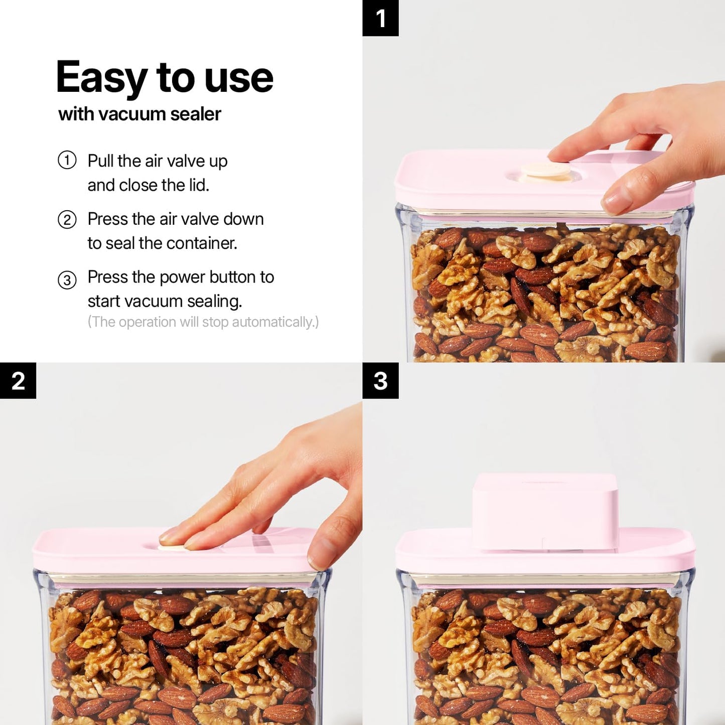 Premium Airtight Food Storage Containers ROSE Pink Lid, 1.0L(1.06qt) x2pcs Container. Patented Double Silicone Lining, 100% Leak Proof, BPA-FREE