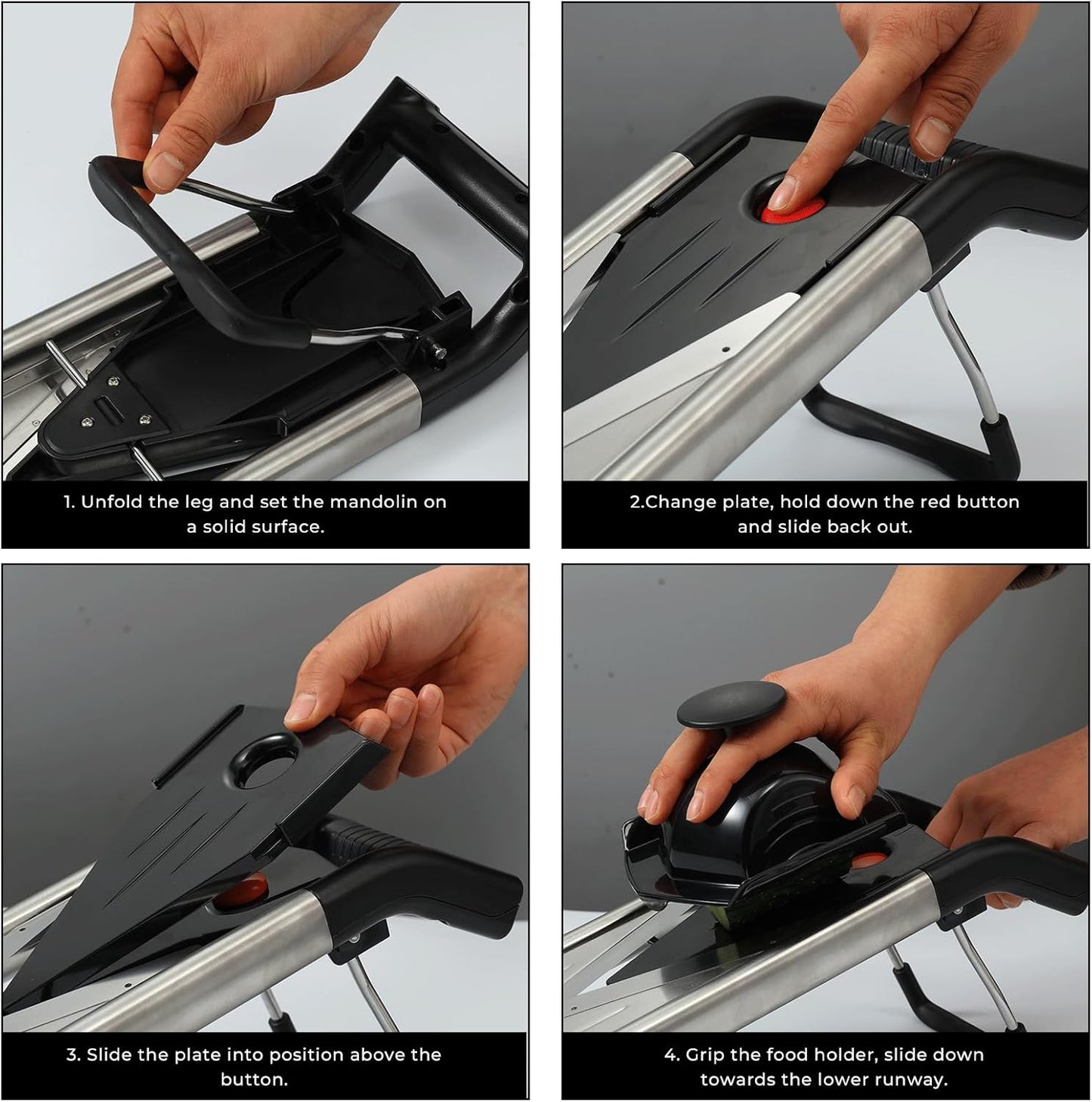 ZHANG XIAO QUAN SINCE 1628 Mandoline Slicer for Kitchen, Vegetable Chopper Stainless Steel Food Slicer Veggie Slicer Onion French Fry Cutter Potato Julienne, 5 Blades, Kitchen Utensils