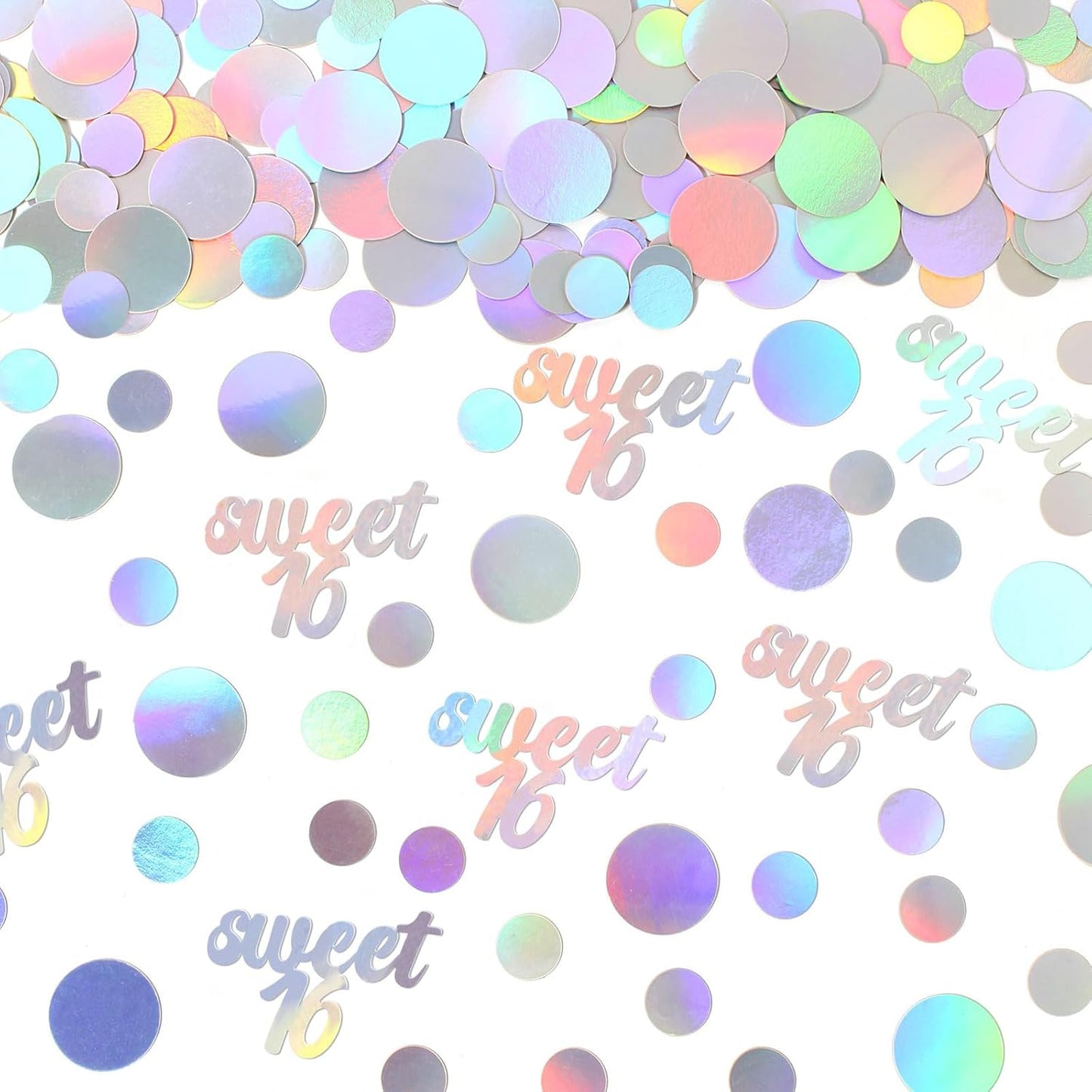 16th Birthday Confetti for Tables Iridescent Circle Dots Sweet 16 Birthday Party Decorations for Girls Happy16th Birthday Table Scatters Decor Supplies 300PC
