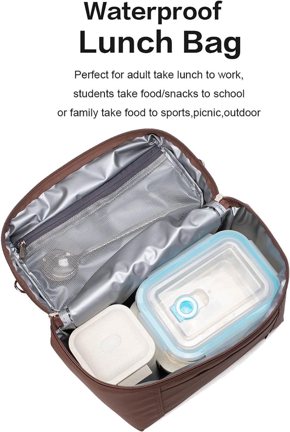 NOL Natural Organic Lifestyle Insulated Lunch Bags for Women Cooler Bag Lightweight Nylon Waterproof Lunch Box For Work