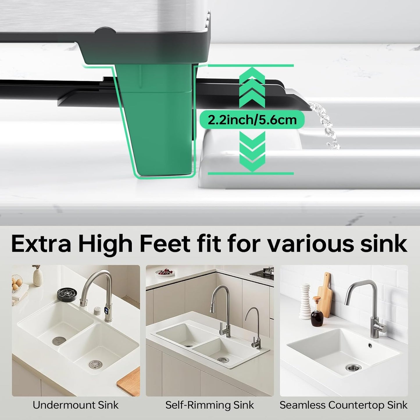 Triple Expandable Dish Drying Rack, Extra Large Dish Rack for Kitchen Counter, Stainless Steel Dish Drying Rack, Foldable Dishes Drainer, Extendable Dish Strainer with Utensil & Pans Holder, Black