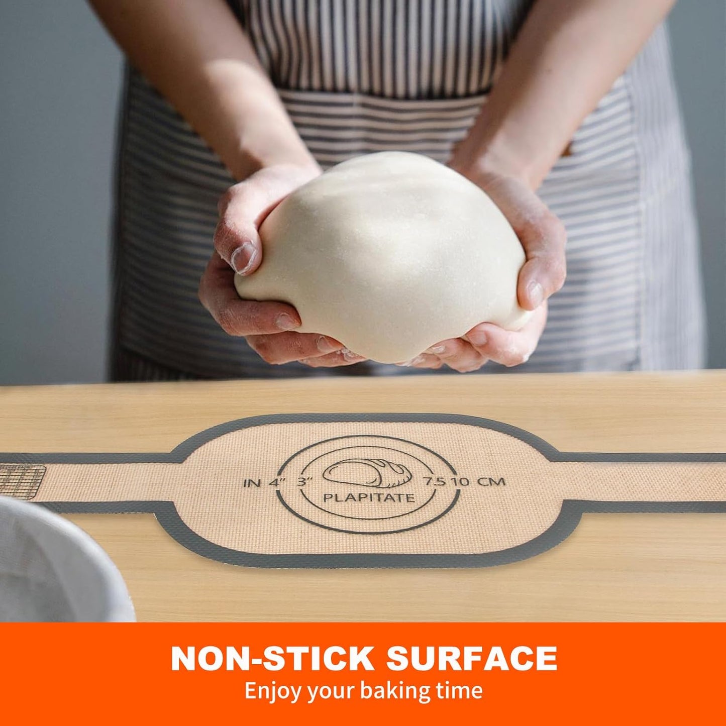 Silicone Bread Sling Dutch Oven Liner, Non-Stick & Easy Clean Reusable Oval Silicone Baking Mat with Long Handles, Easy to Transfer Sourdough - 2 Gray Set