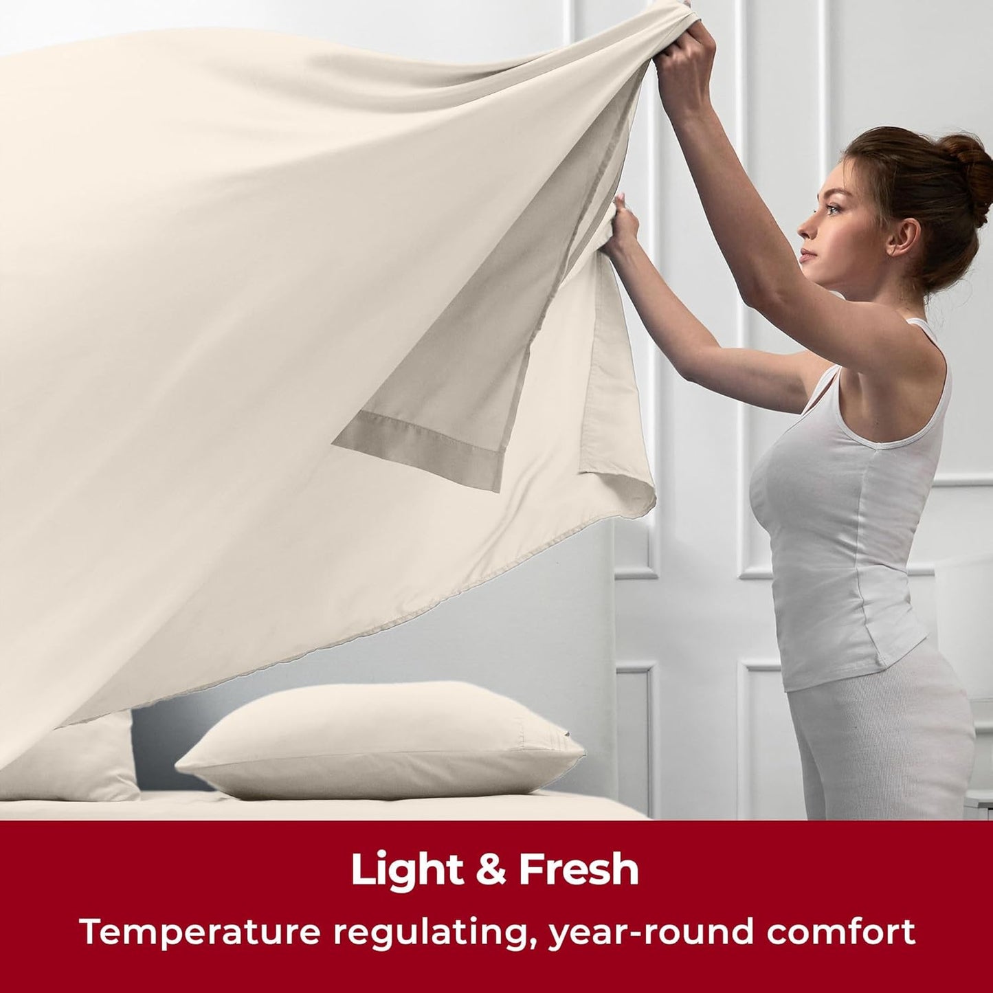 Mellanni Twin XL Sheets Set - 3 PC Iconic Collection Bedding - Hotel Luxury, Extra Soft, Cooling Bed Sheets - Wrinkle, Fade, Stain Resistant (Twin Extra Long, Golden Ivory)