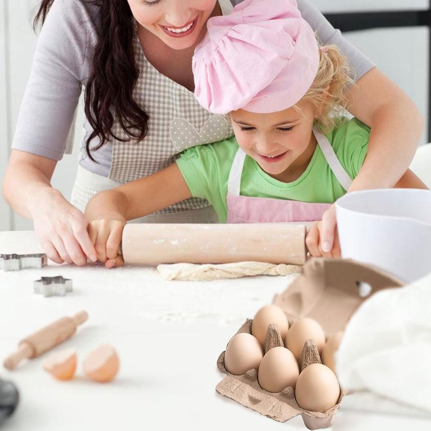 50 Pack Empty Egg Cartons,6 Pulp Fiber Storage Containers for Kitchen, Farm, Picnic,Travel, Brown,Reusable