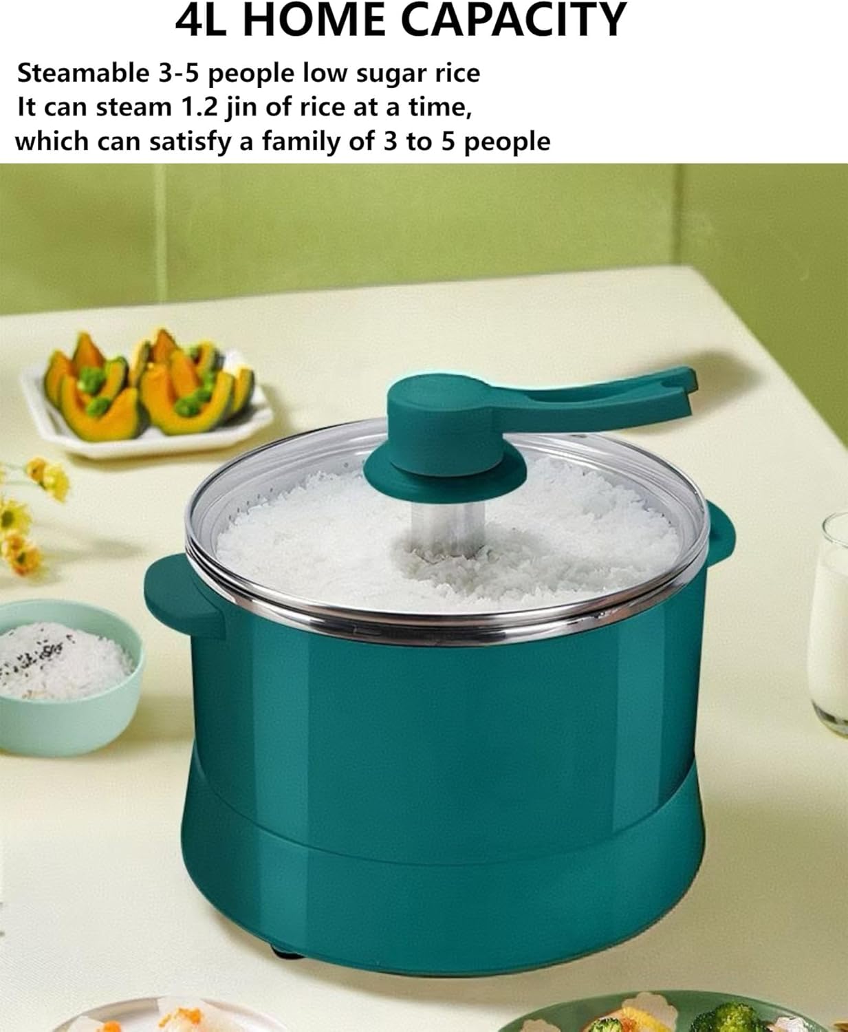 4L Multifunctional Pot, 110v Automatic Lifting Low Sugar Rice Cooker, 900w Manual Lifting Electric Hot Pot. A Steaming/Boiling/Stewing Pot That Can Keep Warm And Timed