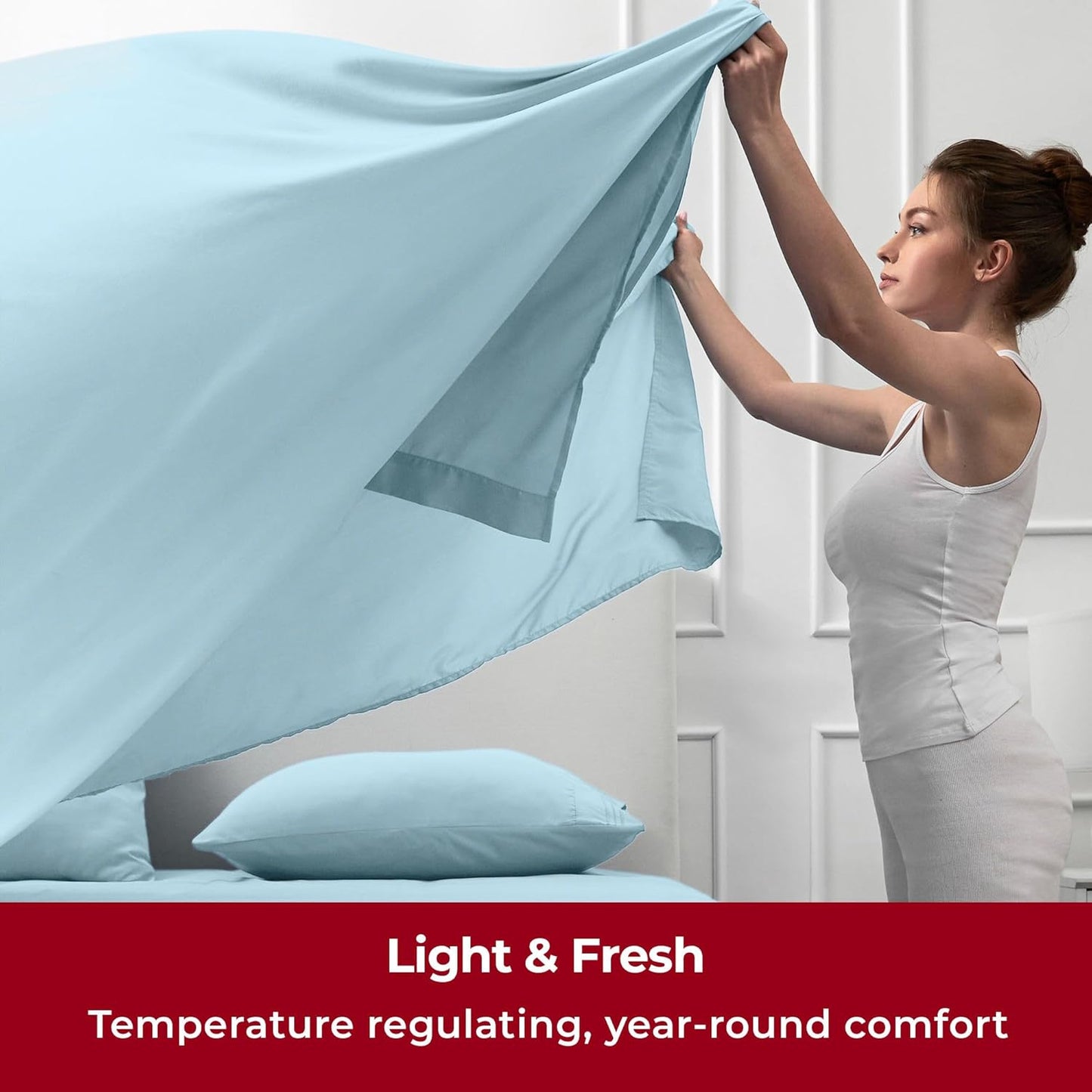 Mellanni Twin Sheets Set - 3 PC Iconic Collection Bedding - Hotel Luxury, Extra Soft, Cooling Bed Sheets - Wrinkle, Fade, Stain Resistant (Twin, Aqua)