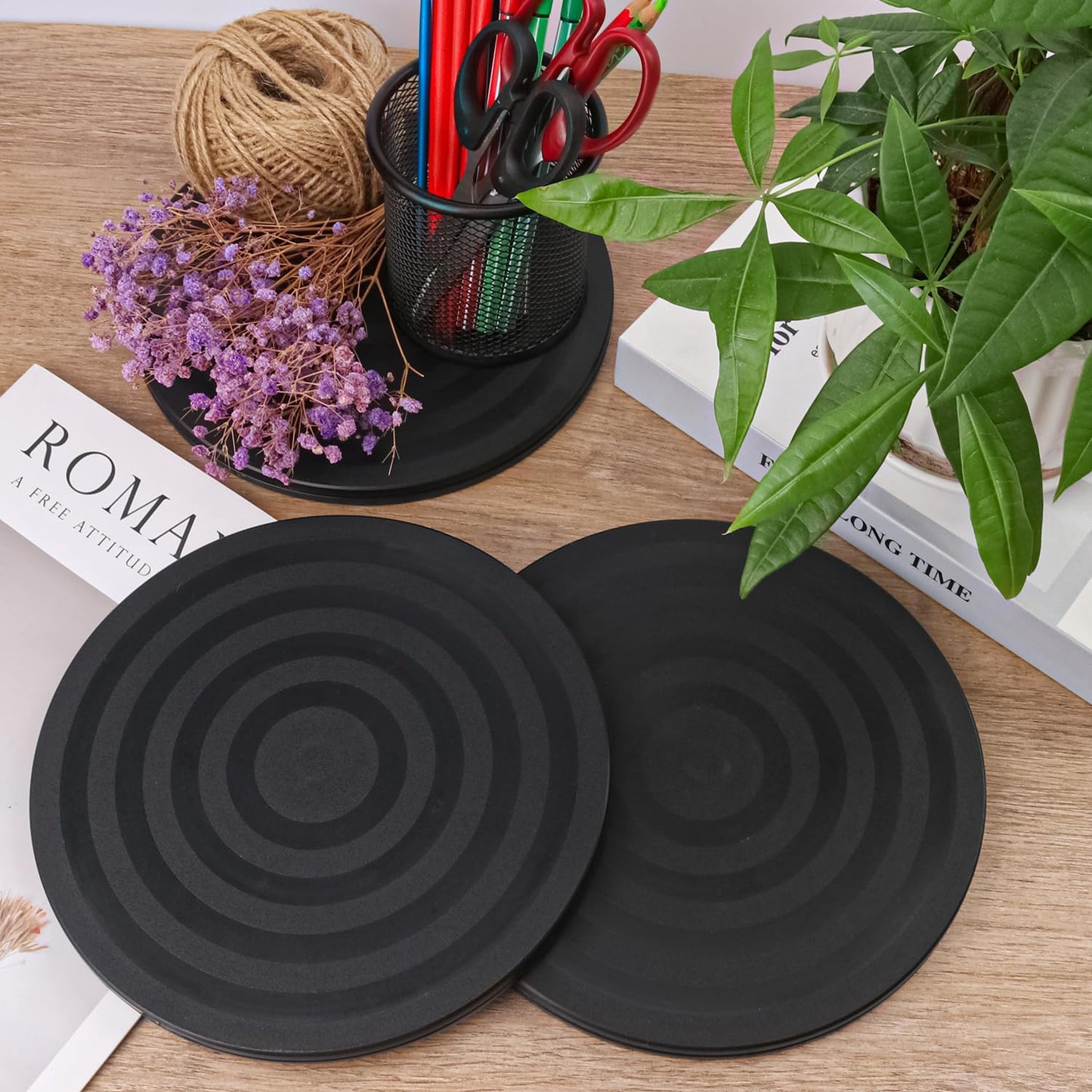 8 Pack 8 Inch Lazy Susan Turntable, Heavy Duty Lazy Susan Turntable Organizer, Premium 8 Inch Rotating Swivel Stand for Table Top, Kitchen, and More