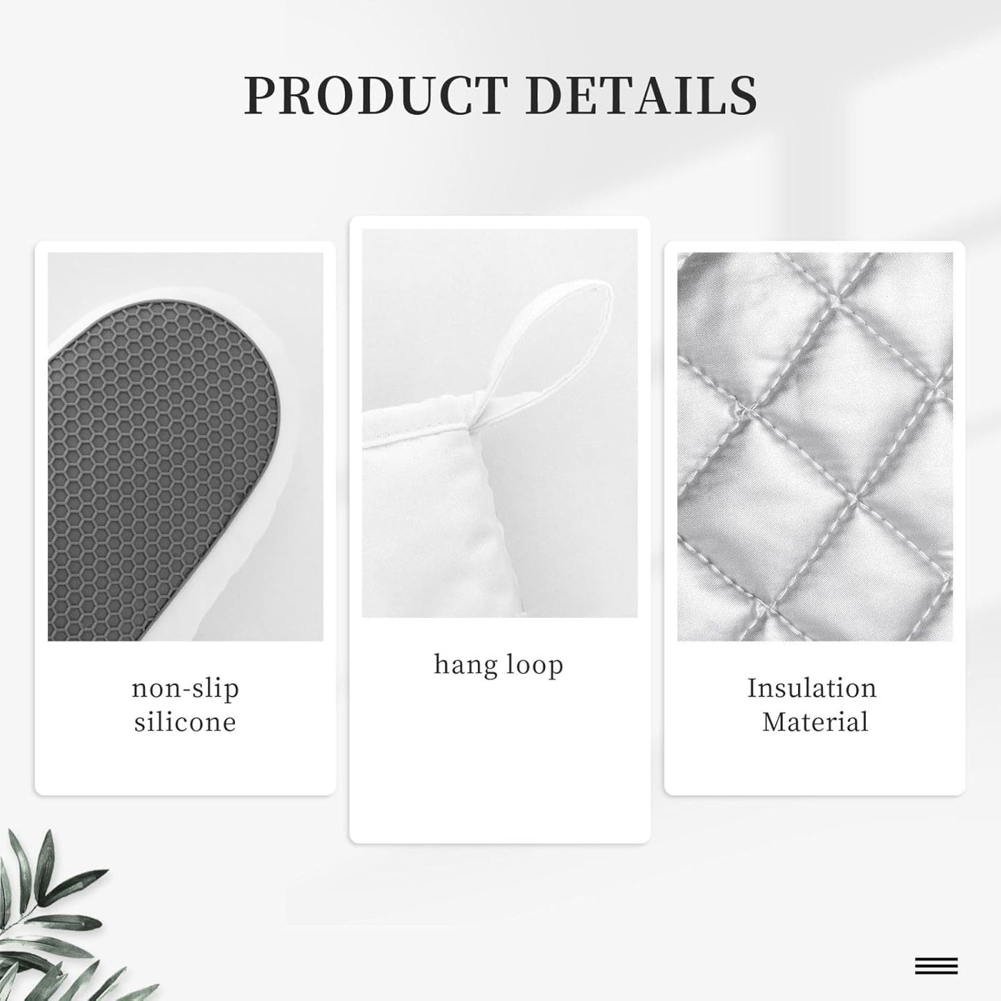 Sunflower Eucalyptus Oven Mitts Pot Holders Set Silicone Heat Resistant Summer Yellow Green Leaves Flowers Oven Mitts and Hot Pads Potholders Non-Slip Oven Gloves for Cooking Baking Grilling