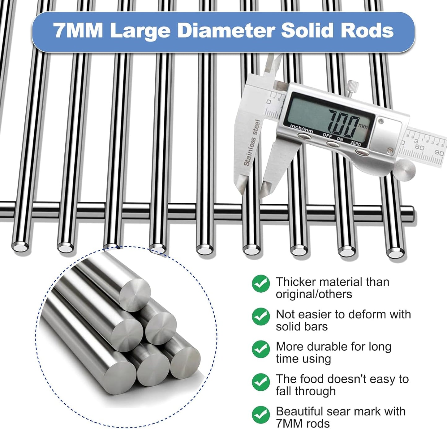 Stainless Steel 7524 7528 Grill Grates with 7620 7621 Flavorizer Bars 65505 Heat Deflectors and 62752 Burner for Weber Genesis Grill Parts 300 Series E310 E320 E330 S310 S320 S330