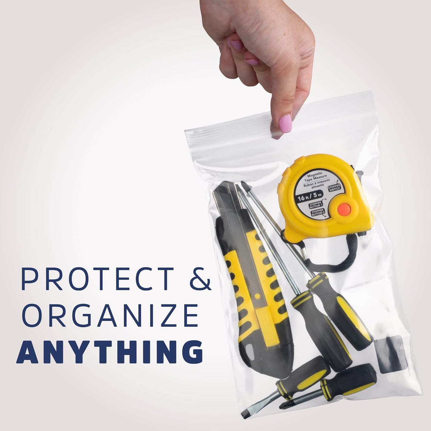 CLEAR PLASTIC RECLOSABLE ZIP BAGS - Bulk GPI Pack Of 100 5" x 8" 4mil Thick Heavy Duty strong & Durable Poly Baggies With Resealable Zipper Lock For Travel, Storage, Packaging & Shipping.