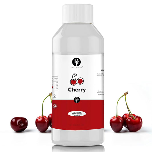 Dolce Flav Cherry Extract – 8 Ounce Oil-Soluble Kosher, Sugar-Free, Concentrated Fruity Flavor for Candy, Chocolates & Desserts, Includes Measured Dropper
