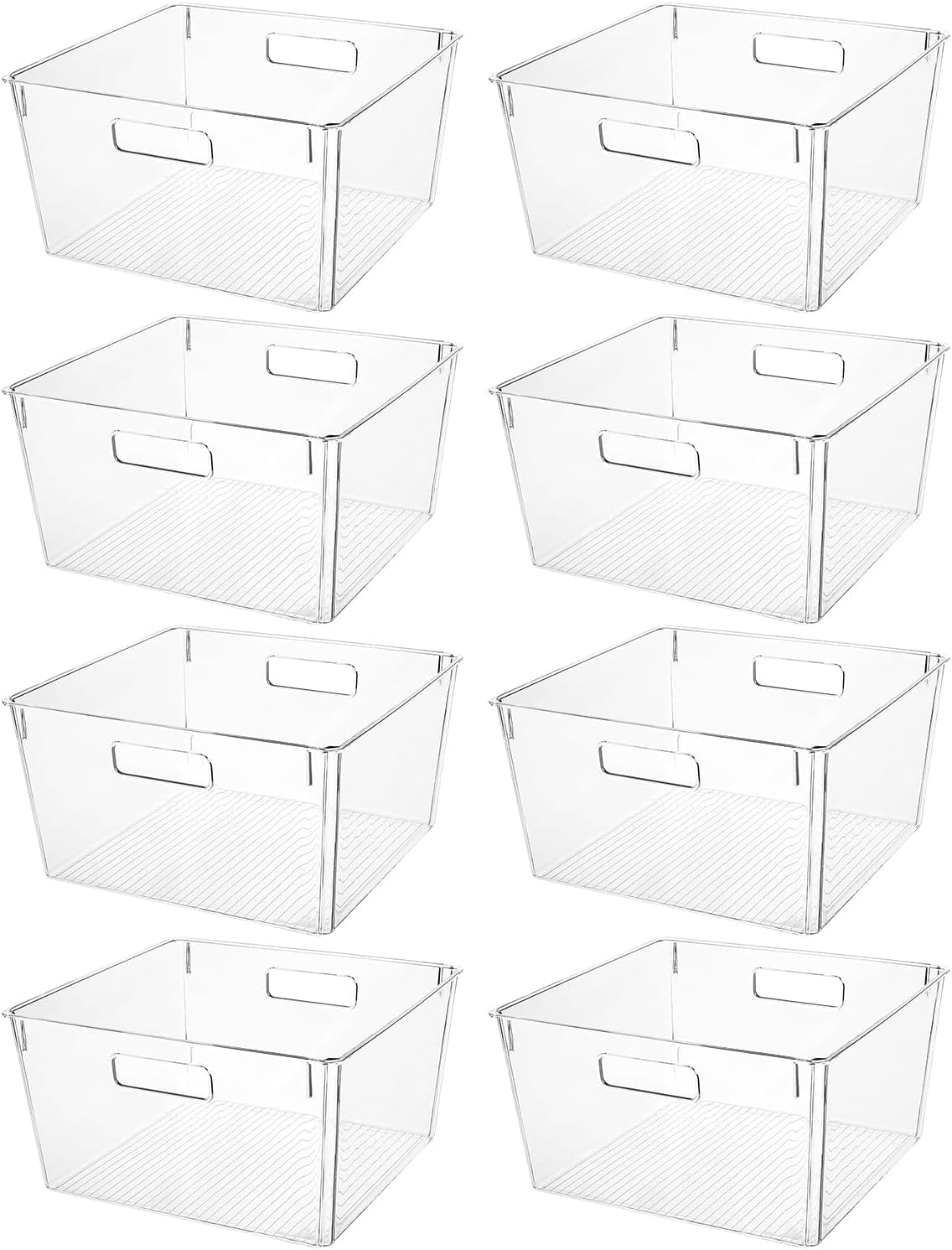 Clear Extra Large Plastic Storage Bins, Perfect for Pantry Organizers and Storage Containers Fridge Organizer Plastic Bins Kitchen Organizer Bin for Organizing Under Sink Refrigerator Organization